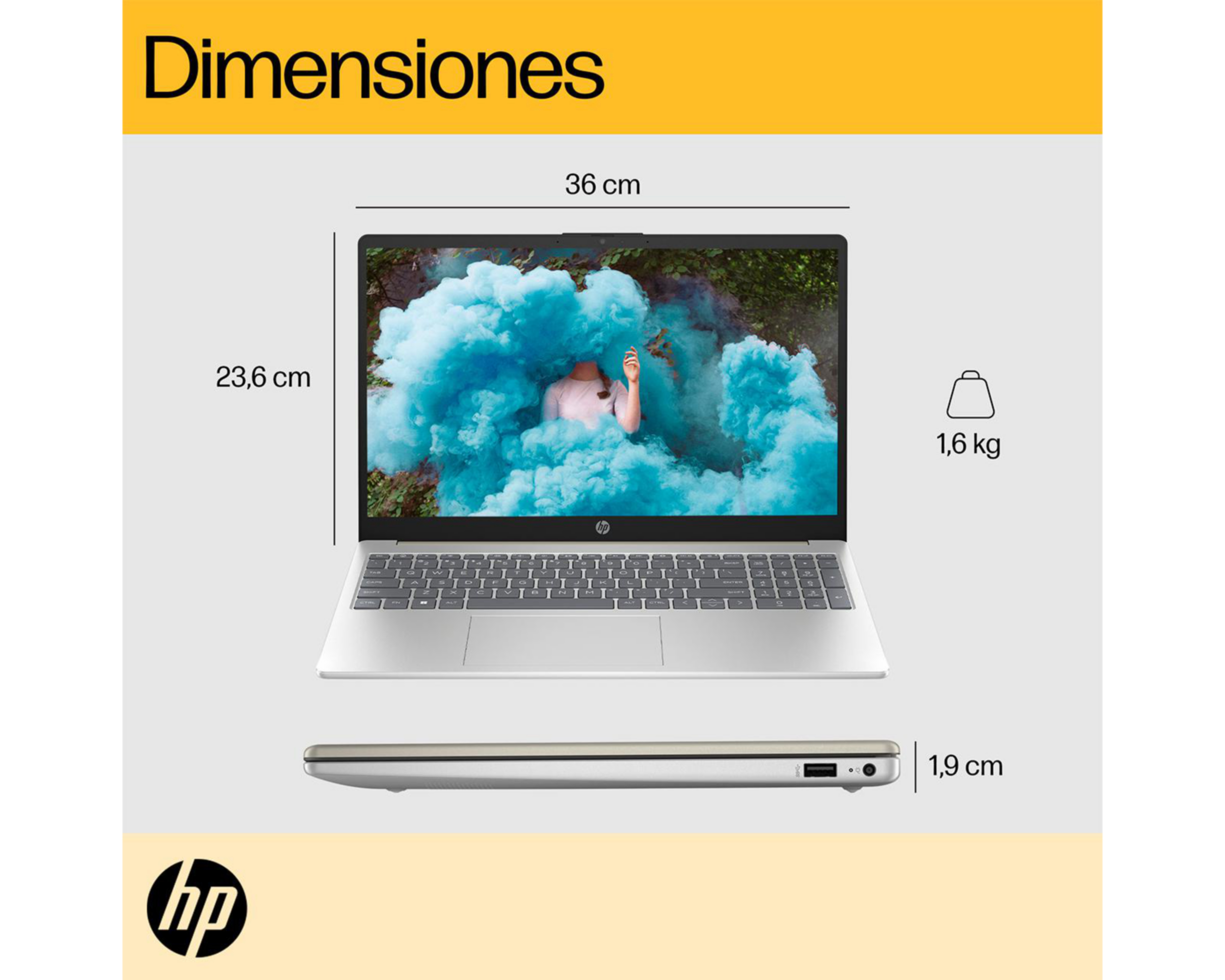 Foto 11 pulgar | Laptop HP 15-FC0043LA 15.6 Pulgadas Windows 11 AMD Ryzen 3 8 GB RAM 512 GB SSD Dorada