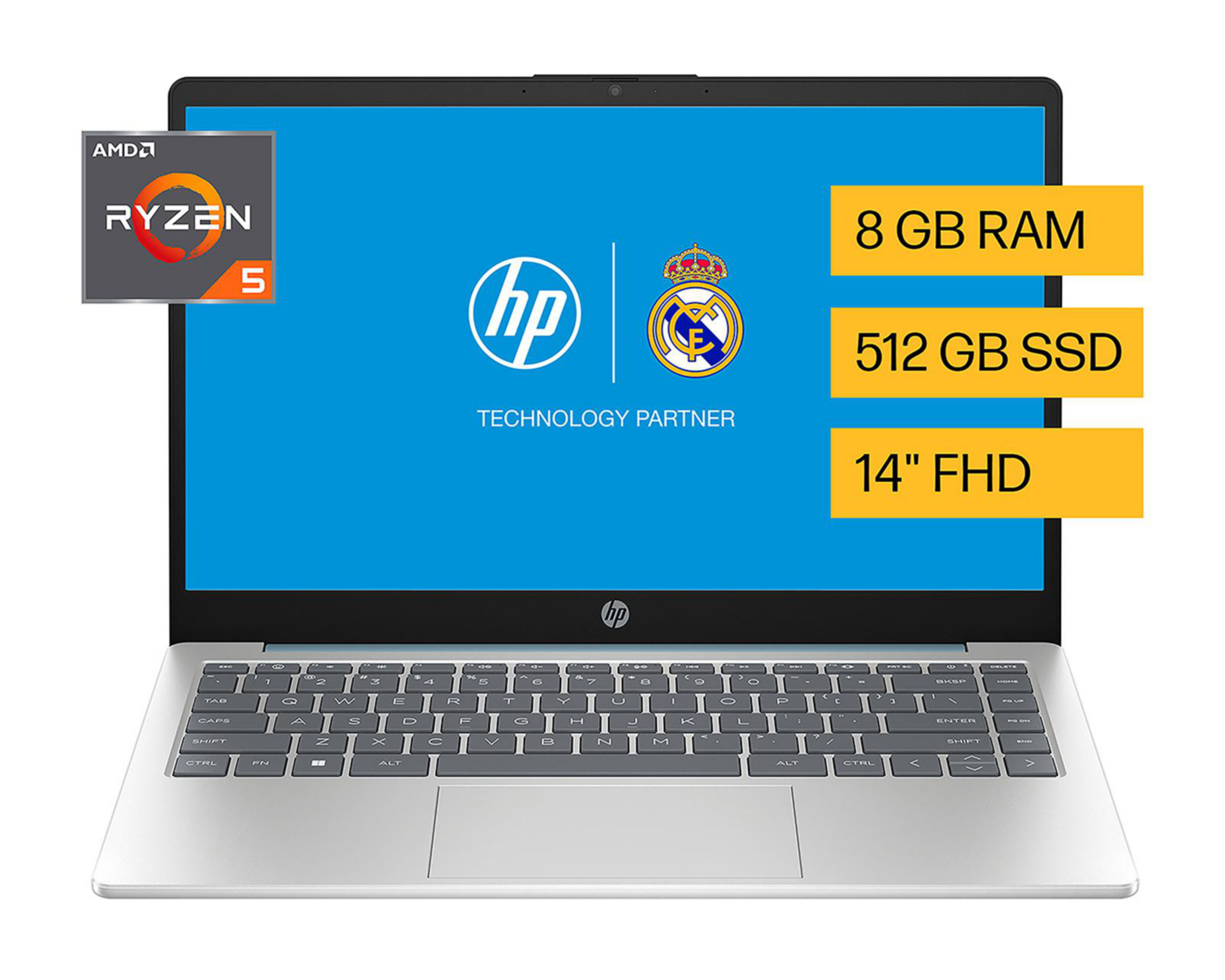 Foto 2 pulgar | Laptop HP 14-EM0017LA 14 Pulgadas Windows 11  AMD Ryzen 5 8 GB RAM 512 GB SSD Plateado