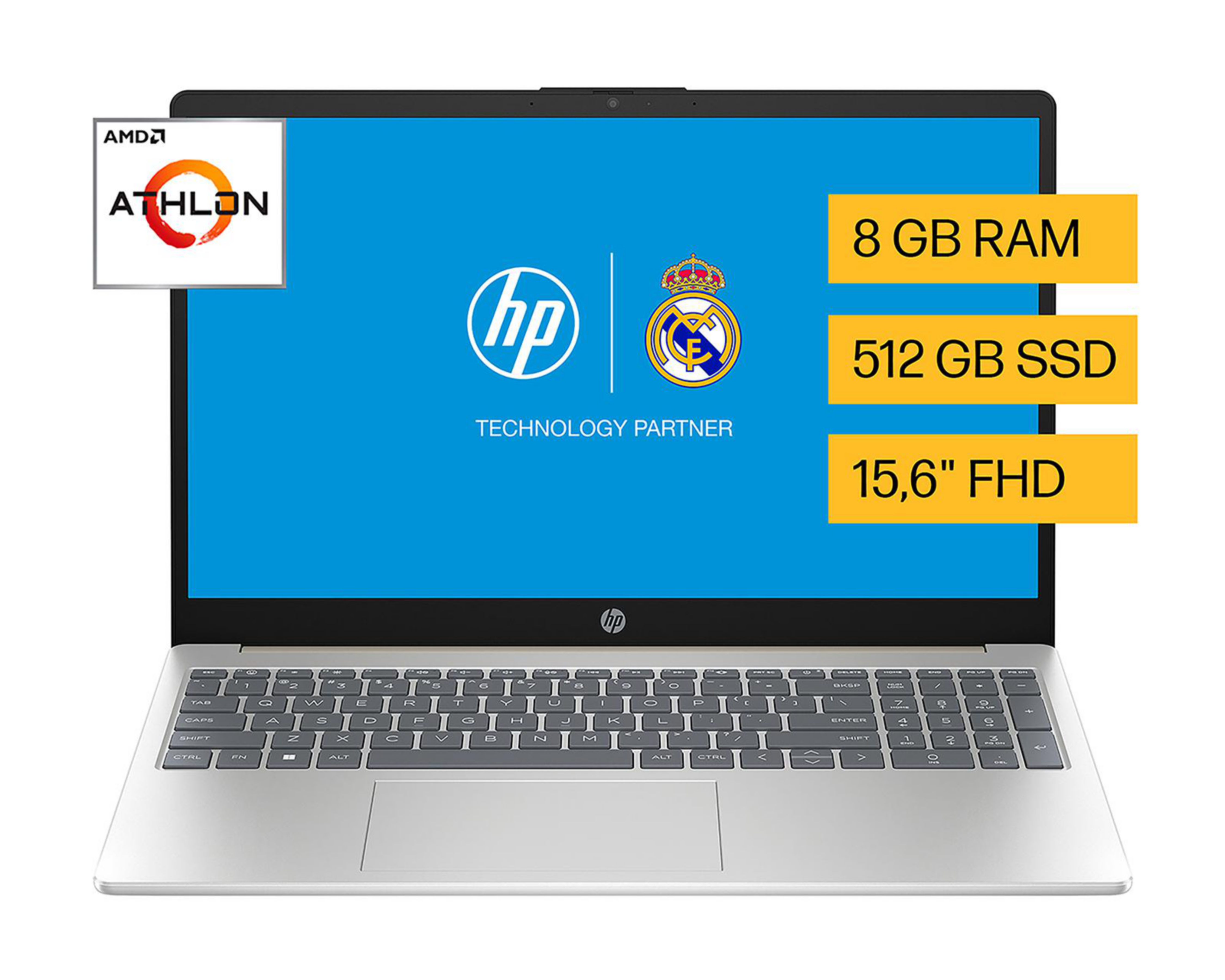 Foto 2 pulgar | Laptop HP 15-fc0069la 15.6 Pulgadas Windows AMD Athlon Silver 8 GB RAM 512 GB SSD Dorado + Mochila