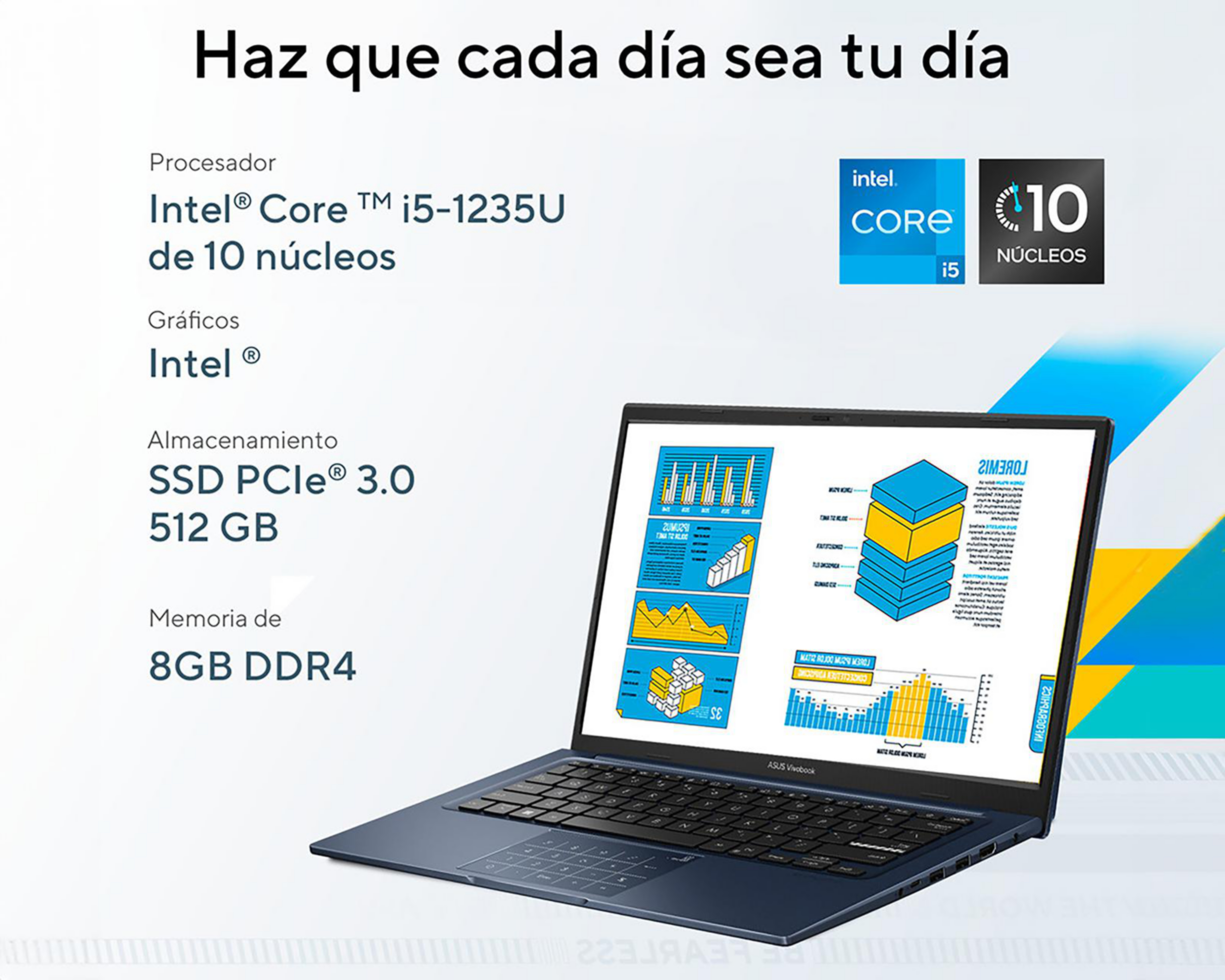 Foto 2 | Laptop Asus x1404ZA-NK148W 14 Pulgadas Intel Core I5 8 GB RAM 512 GB SSD Azul