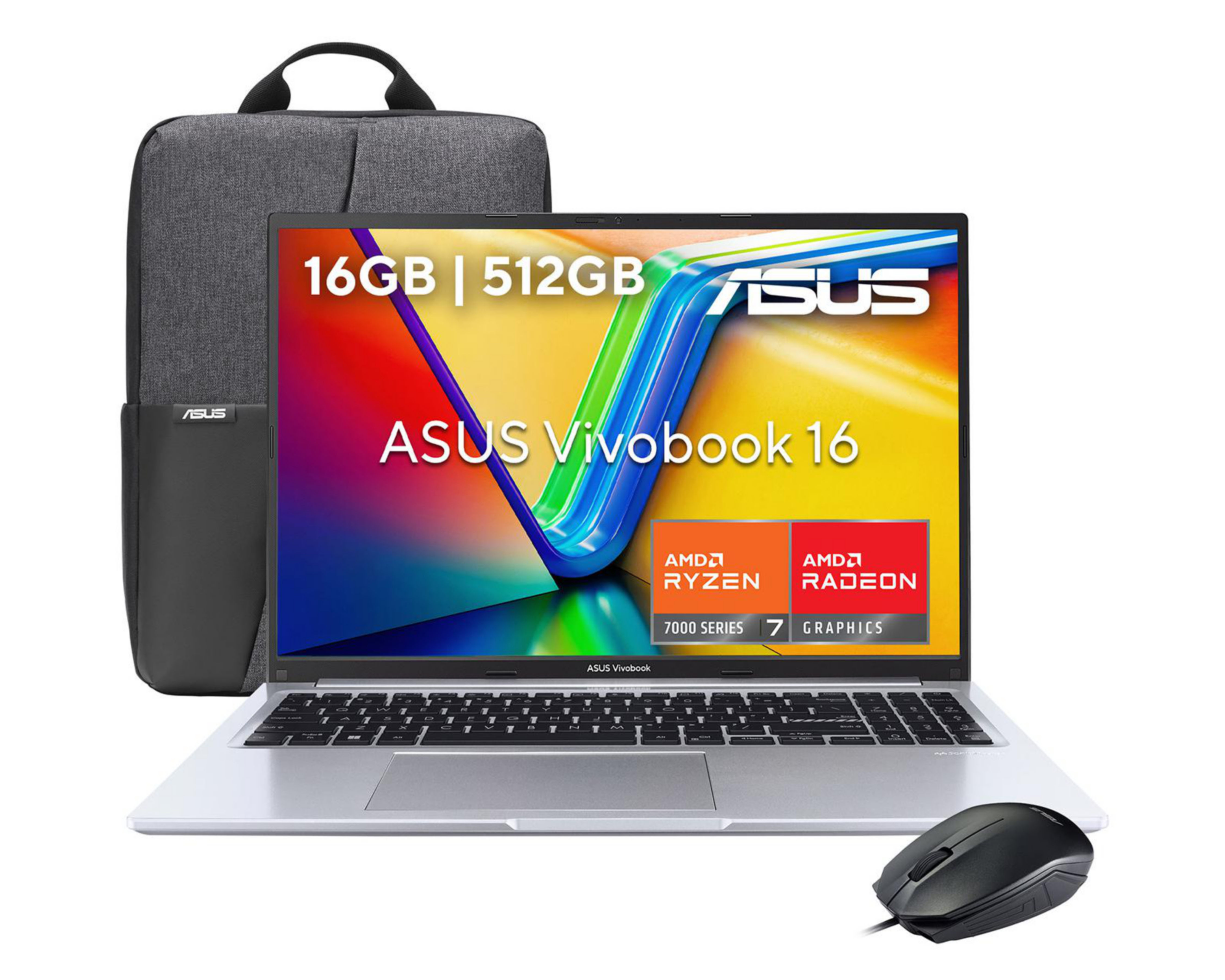 Foto 2 pulgar | Laptop Asus D1605YA-MB470W 16 Pulgadas Adm Ryzen 7 16 GB RAM 512 GB SSD Plateada