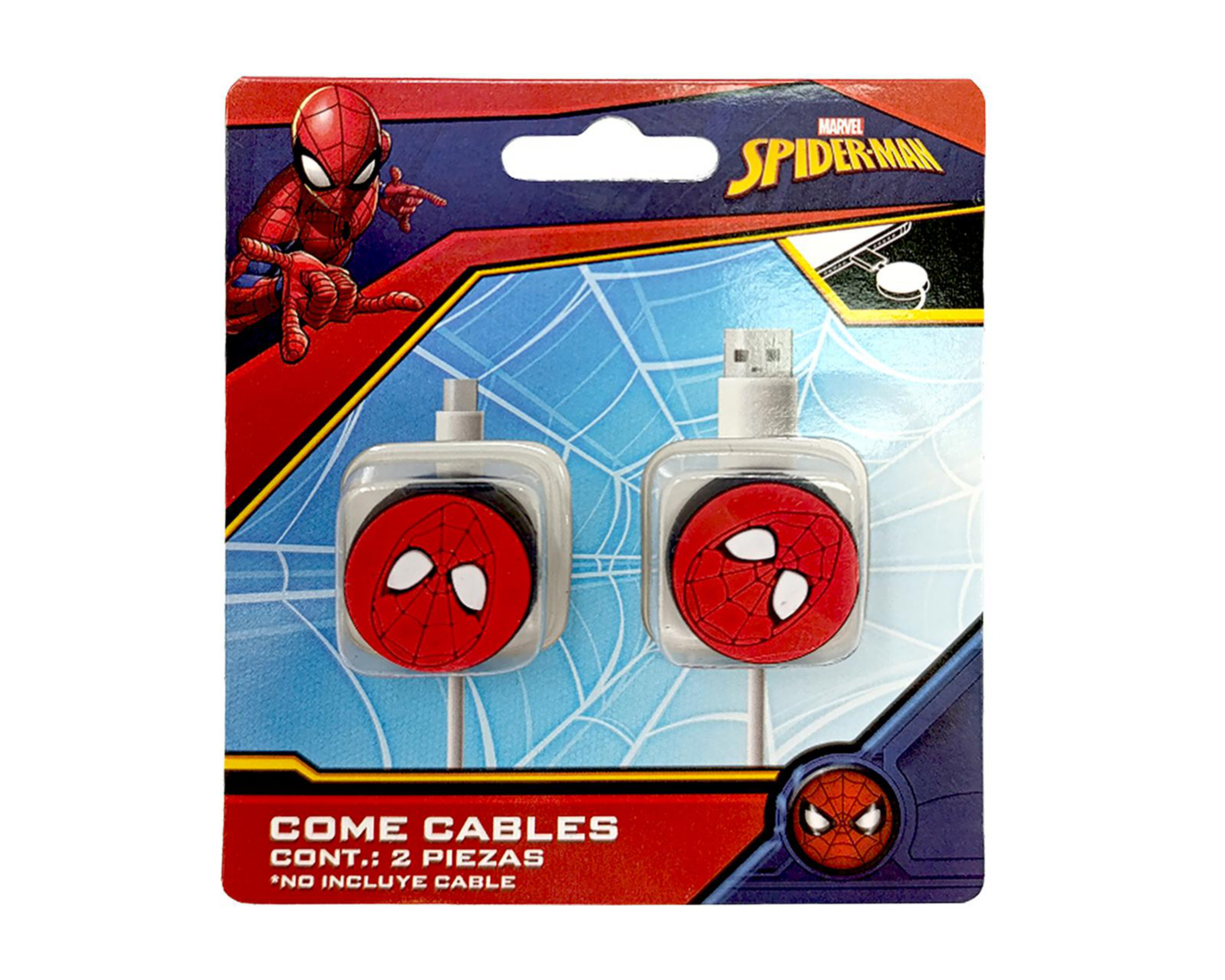 Foto 2 pulgar | Protector de Cable Gairet Spider-Man 2 Piezas