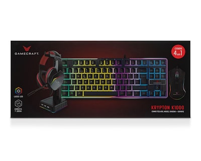 Foto 6 | Combo de Teclado Mouse y Audífonos Gamer Alámbrico Gamecraft Krypton K1000 4 Piezas