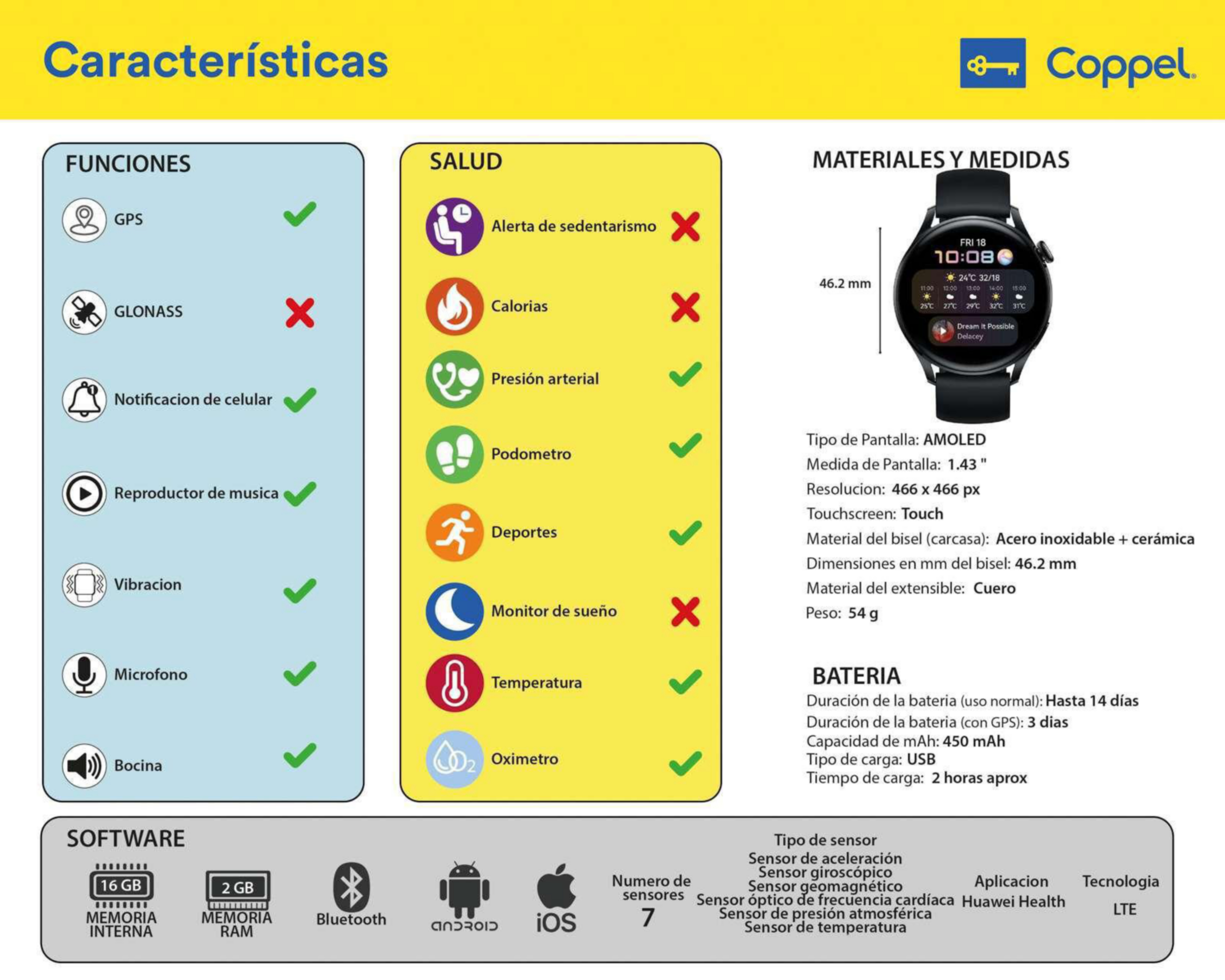 Foto 5 | Smartwatch Huawei Watch 3 Negro