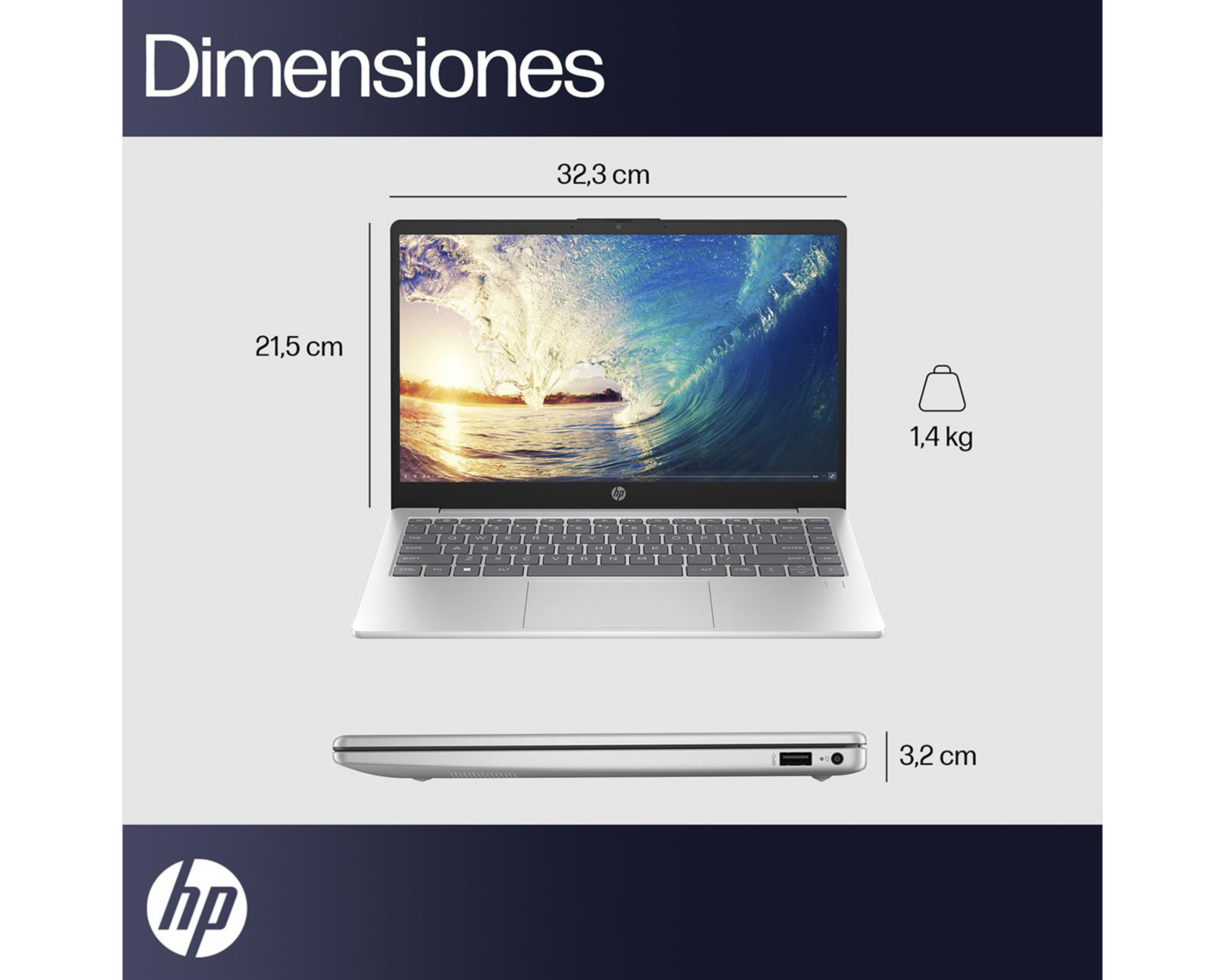 Foto 9 pulgar | Laptop HP 14-ep1001la 14 Pulgadas Windows 11 Home Intel Core Ultra 5 8 GB RAM 512 SSD Plateada