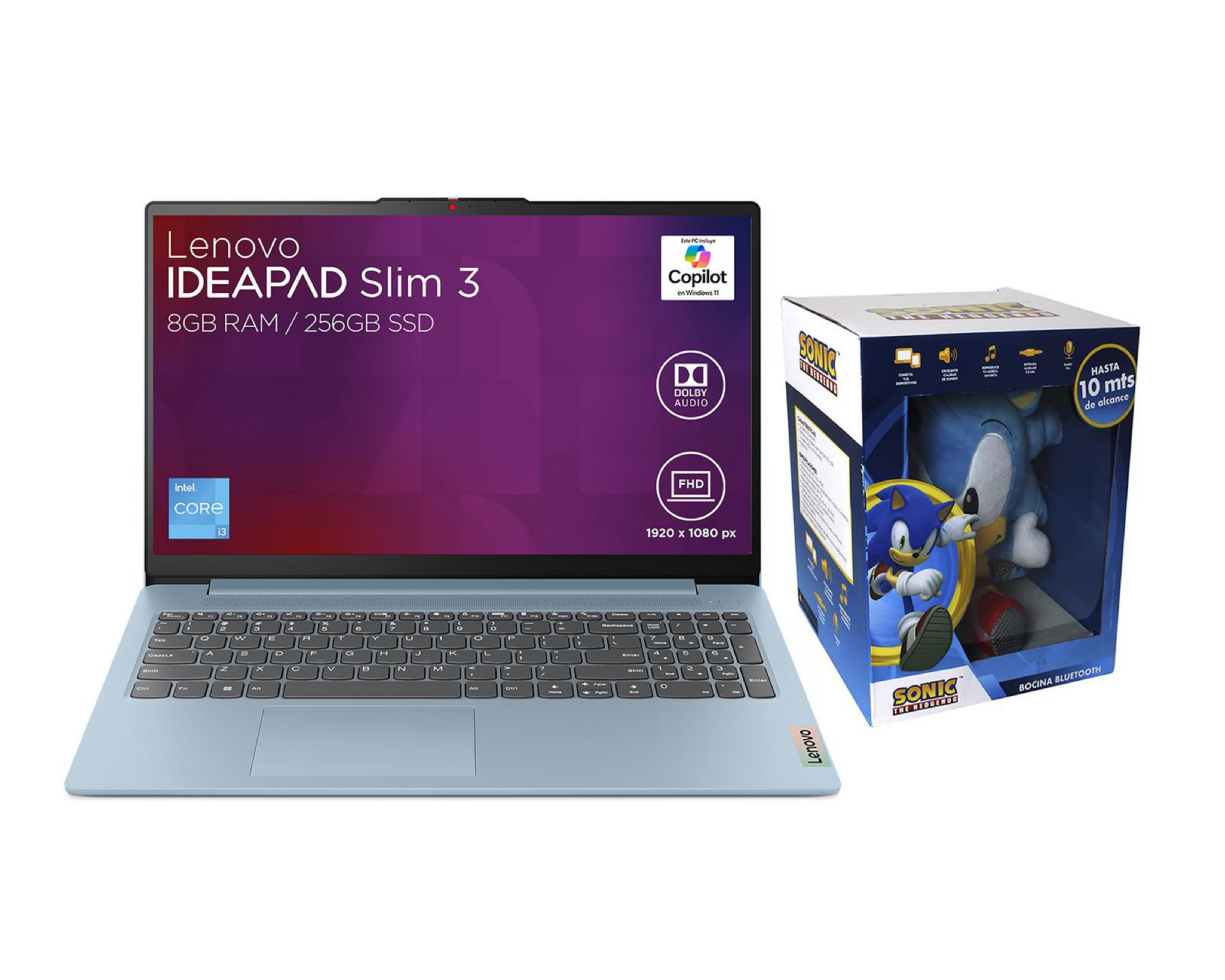 Laptop Lenovo Ideapad Slim 3 15IAN8 15.6 Pulgadas Windows 11 Intel Core I3 8 GB RAM 256 GB SSD Azul + Bocina Portát