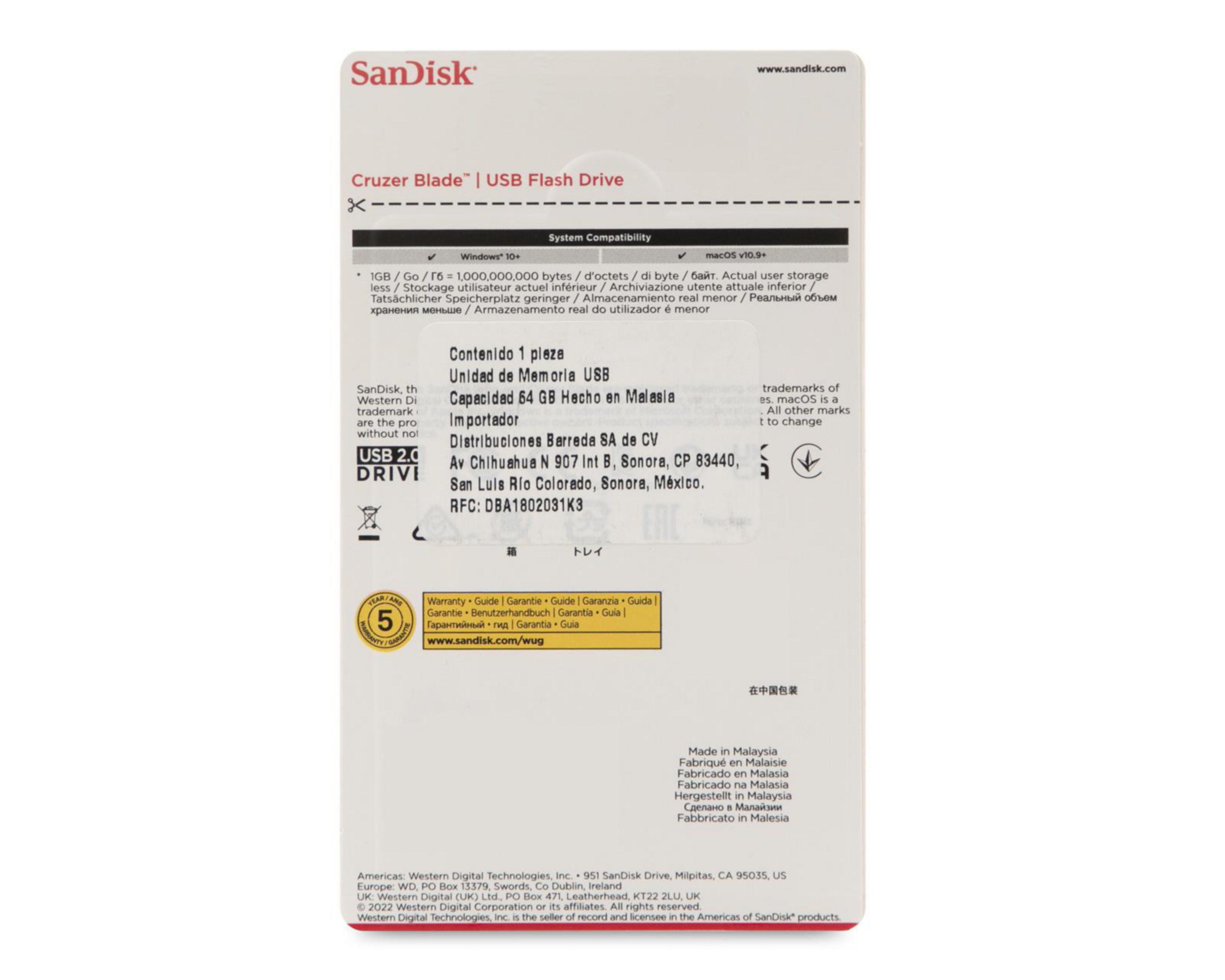 Foto 3 pulgar | Memoria USB SanDisk 64 GB 2.0