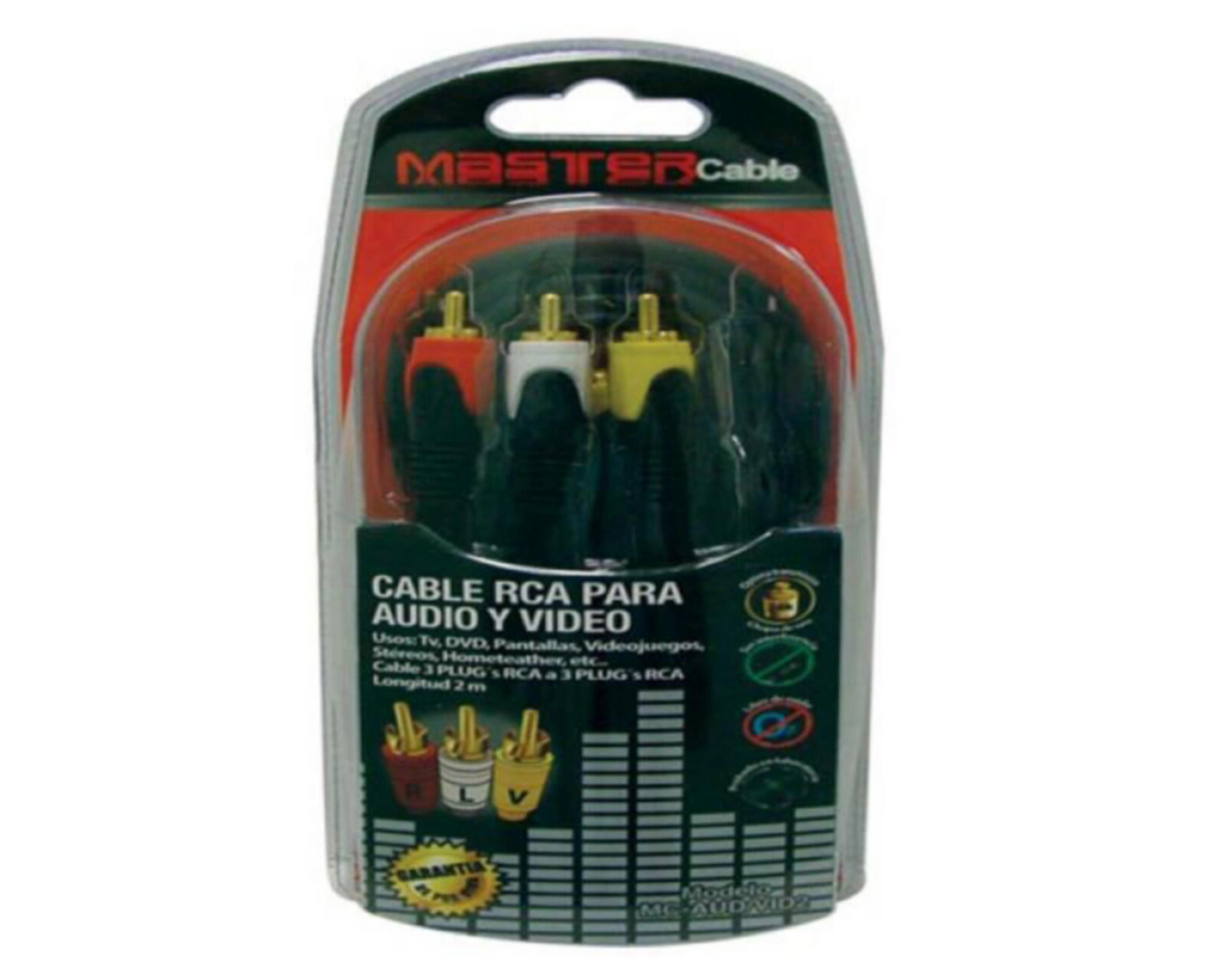Cable de Audio RCA 2 metros 3 Machos Master $49