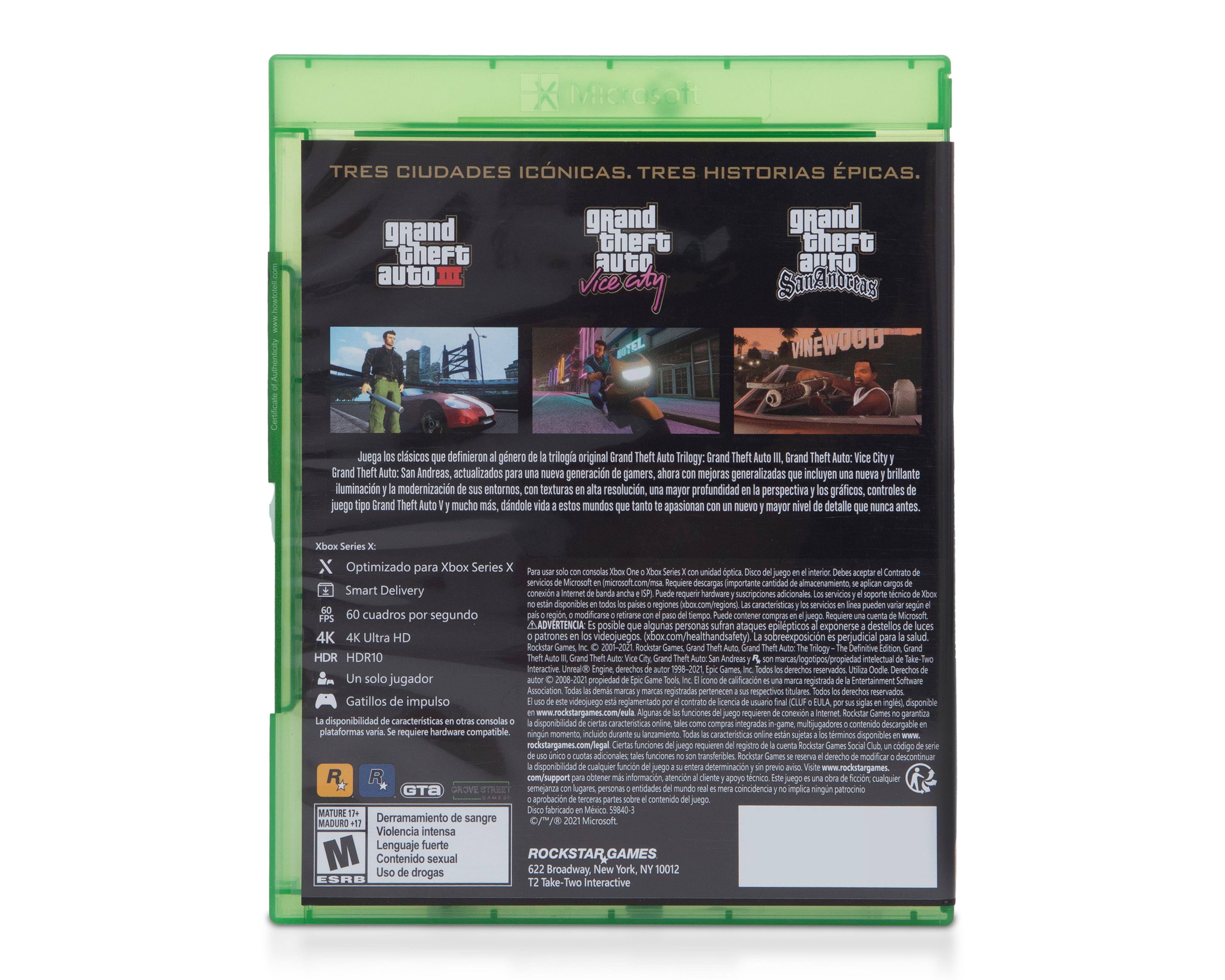 Foto 3 pulgar | Grand Theft Auto: The Trilogy The Definitive Edition para XBox Series X