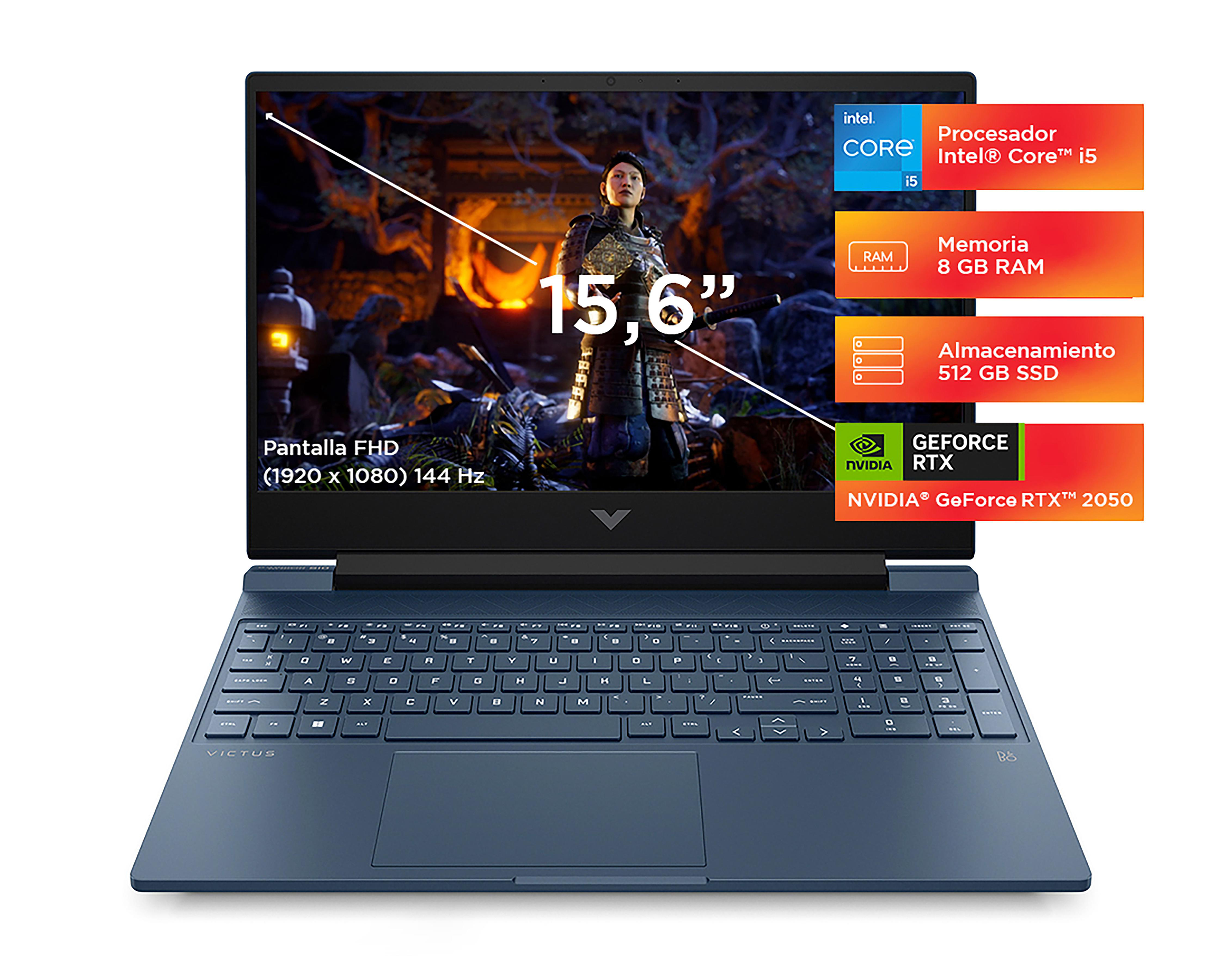 Laptop Gamer HP Victus15-FA1090LA 15.6 Pulgadas Intel Core i5 NVIDIA GeForce RTX 2050 8 GB RAM 512 GB SSD Negro