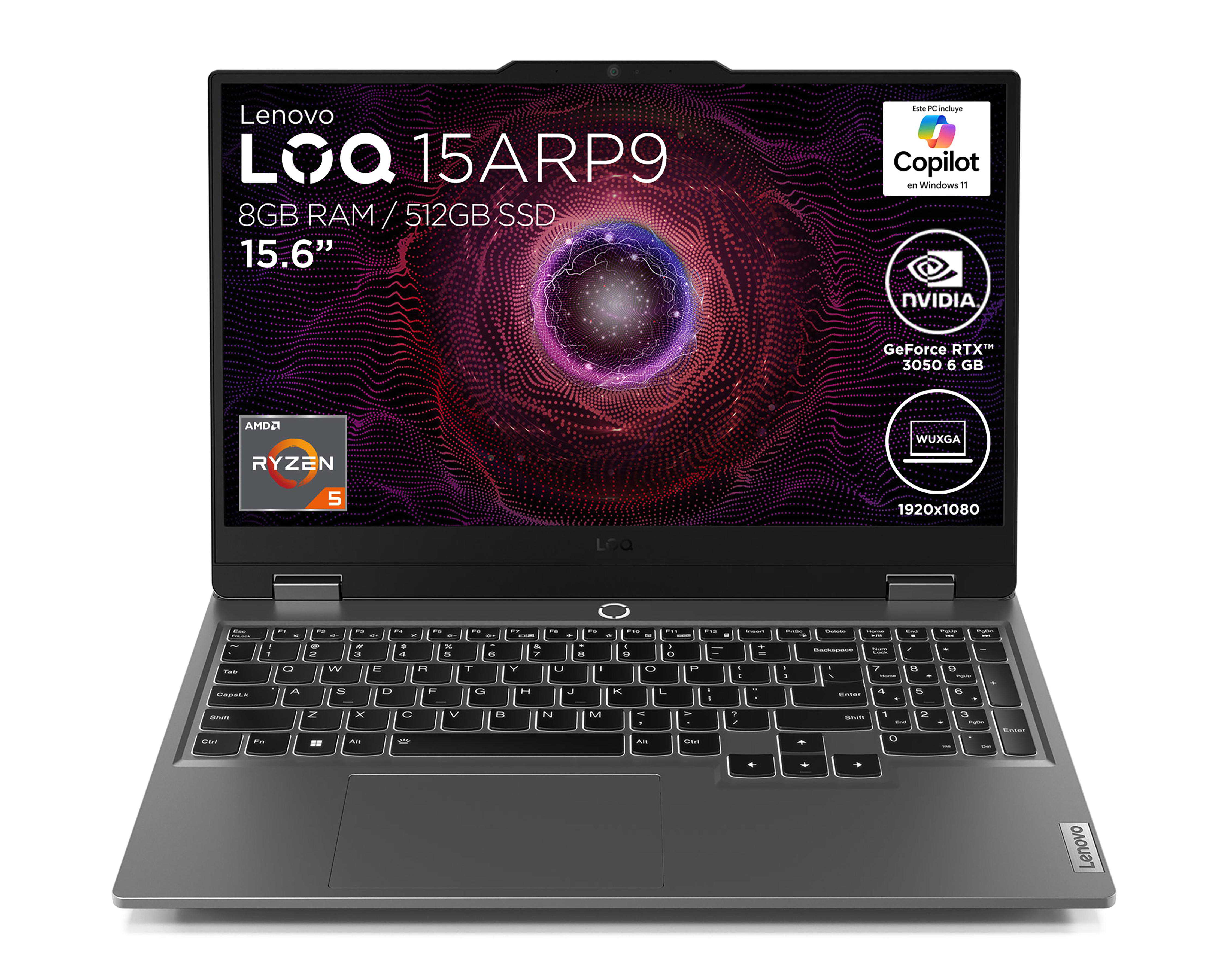 Foto 2 pulgar | Laptop Gamer Lenovo LOQ 15ARP9 15.6 Pulgadas Windows 11 AMD Ryzen 5 NVIDIA GeForce RTX 250 8 GB RAM 512 GB SSD Gris