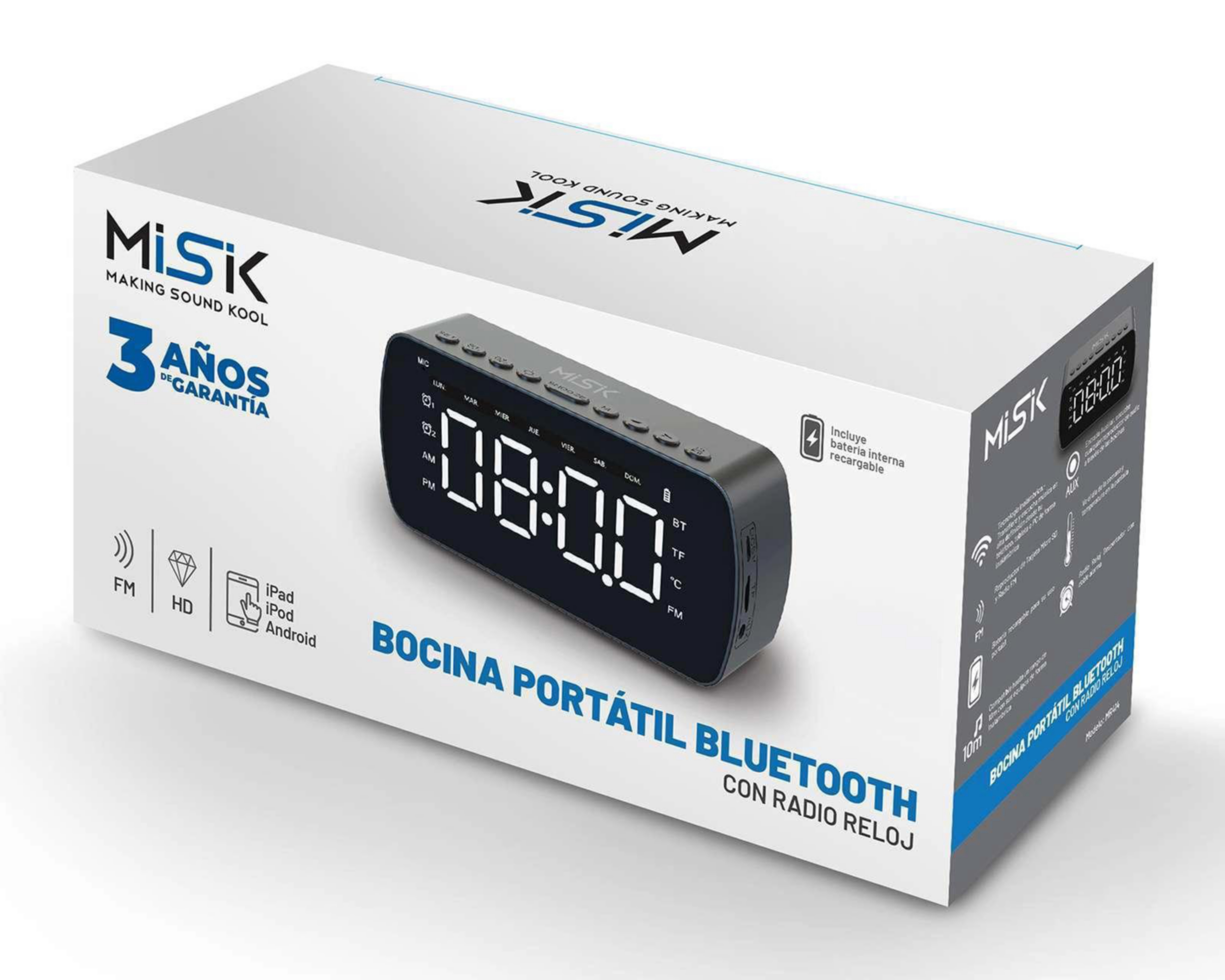 Foto 8 pulgar | Radio Reloj Misik con Bluetooth