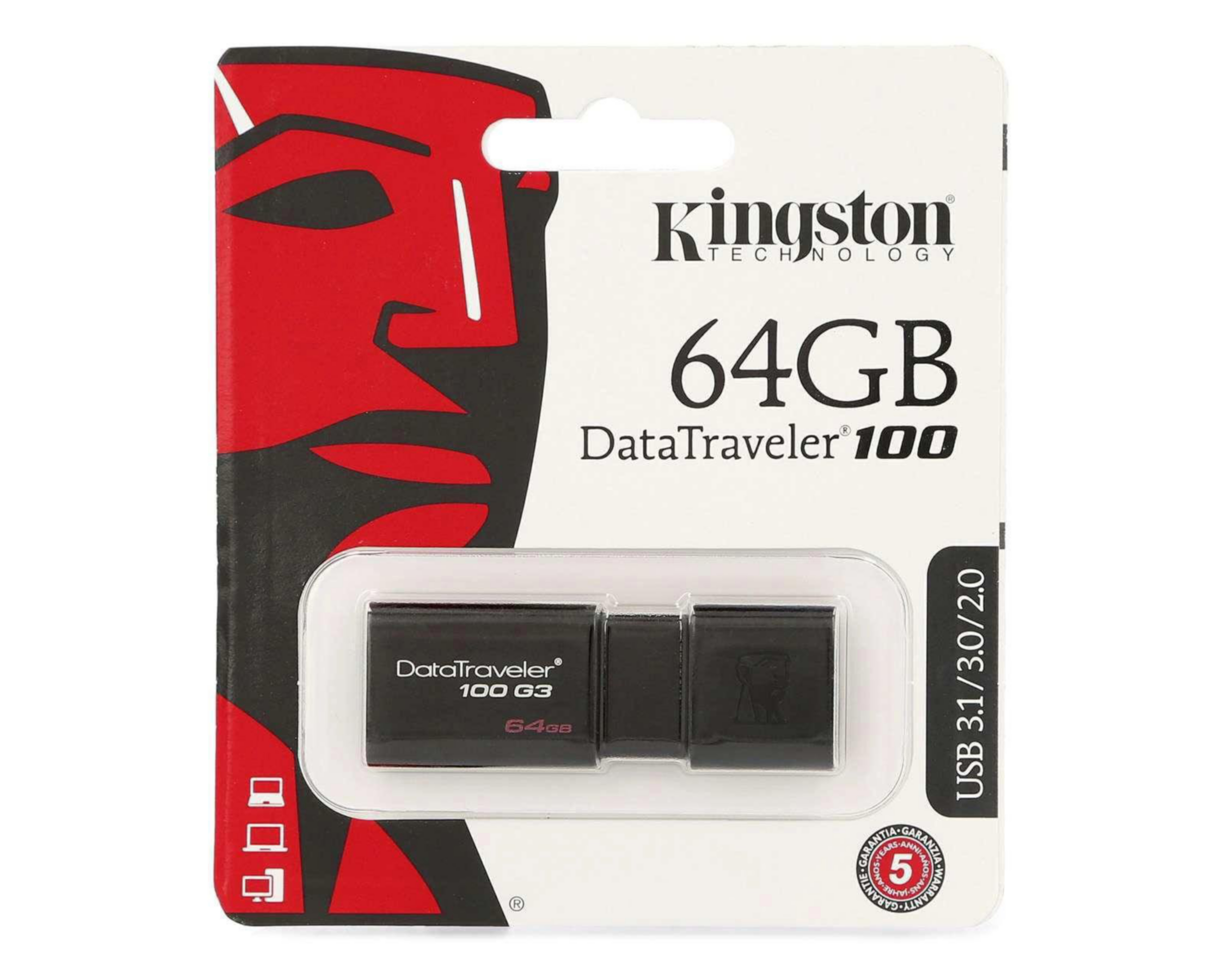 Foto 2 pulgar | Memoria USB Kingston 64GB Negra