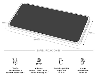 Foto 9 | Celular Motorola Desbloqueado Moto Edge 50 Neo 256 GB Gris