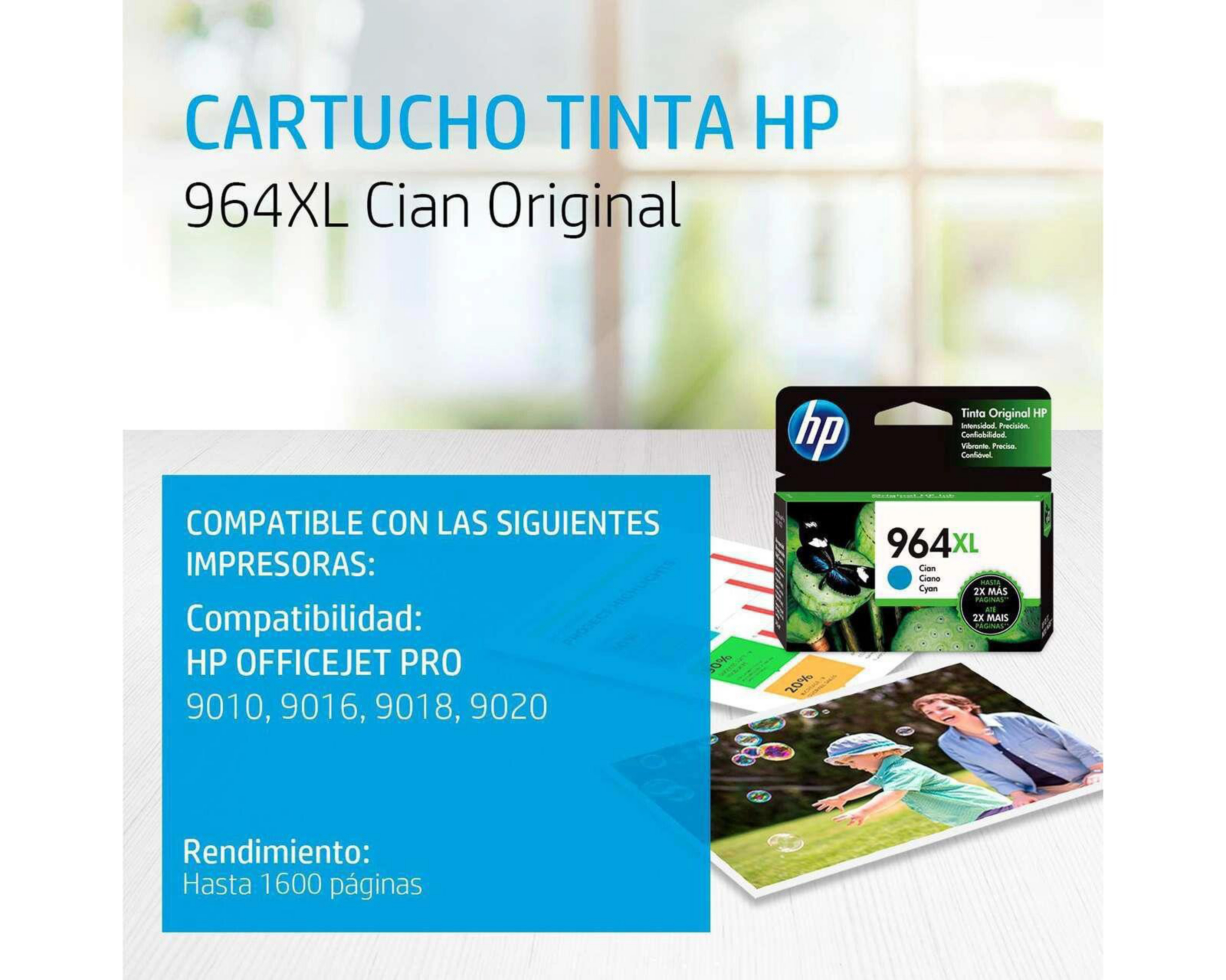 Foto 3 pulgar | Cartucho de Tinta Original HP 964XL Cian