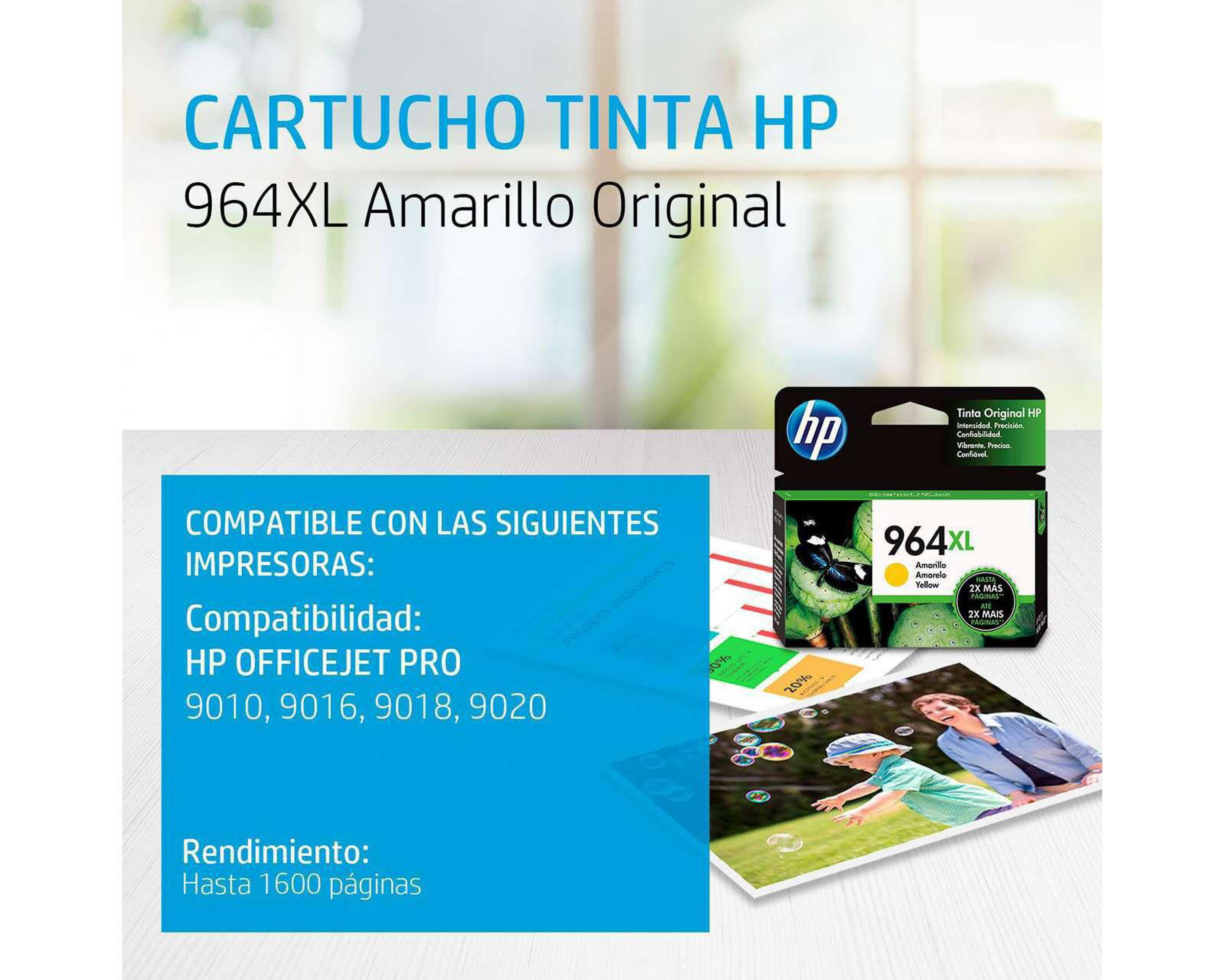 Foto 3 pulgar | Cartucho de Tinta Original HP 964XL Amarillo