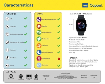 Foto 6 | Smartwatch Amazfit GTS 3 Negro