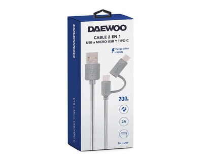 Foto 3 | Cable Daewoo USB a Micro USB y Tipo C de 2 m