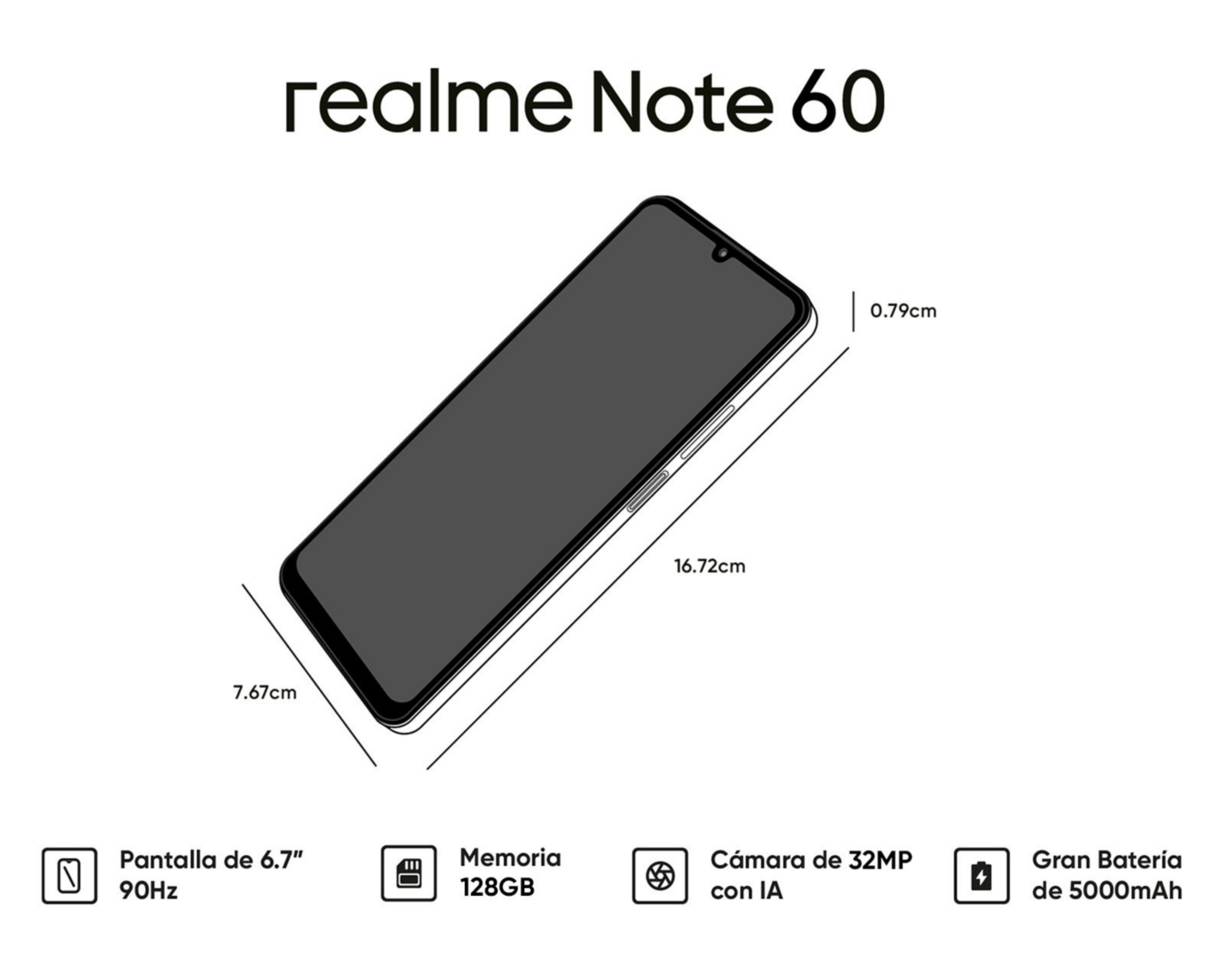 Foto 9 pulgar | Telcel Realme Note 60 128 GB Negro