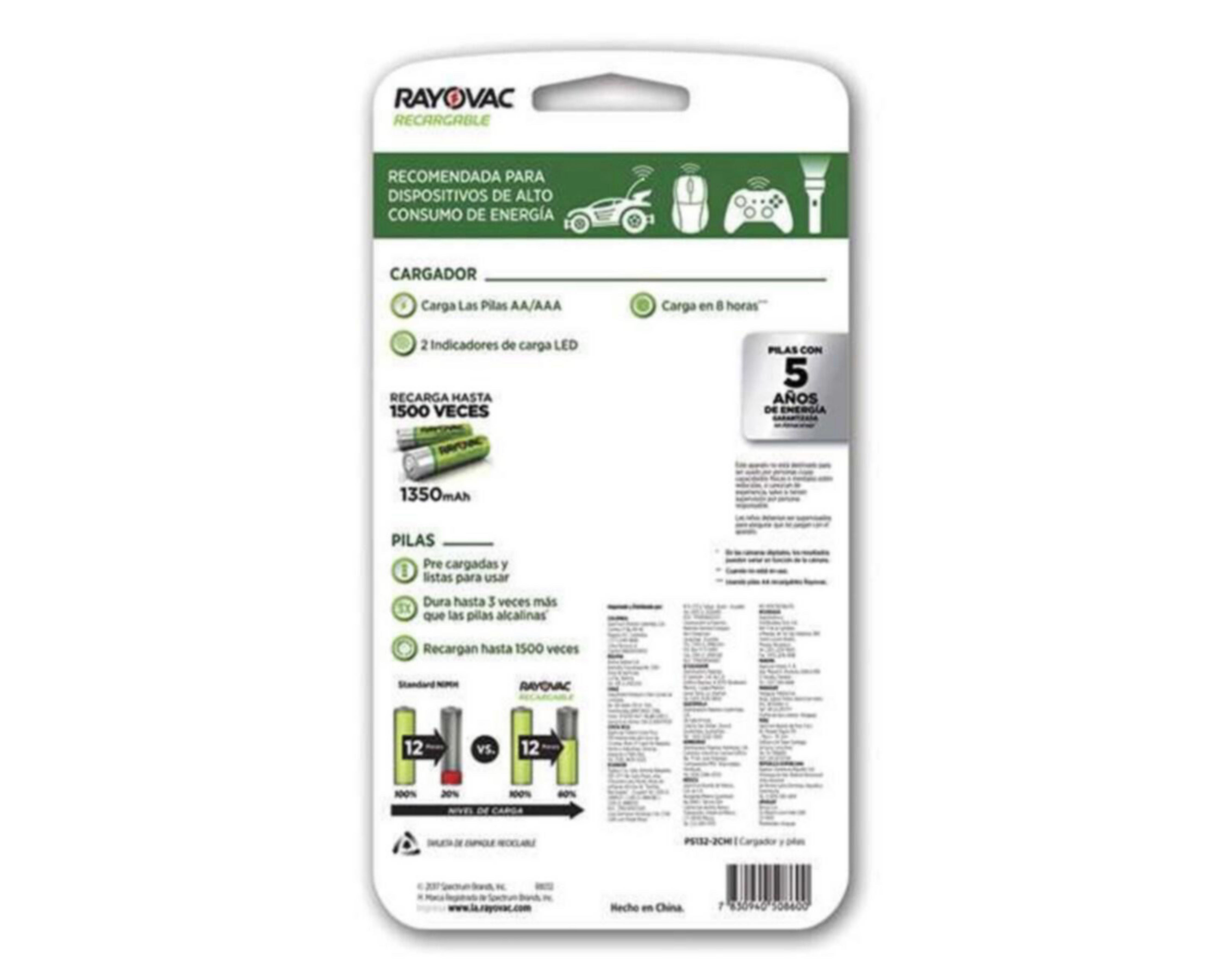 Foto 3 pulgar | Cargador de Baterías Rayovac AA/AAA + 2 Baterías