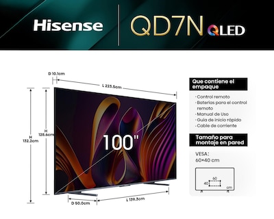 Foto 7 | Pantalla Smart TV Hisense QLED 100 Pulgadas HD 4K QD7N