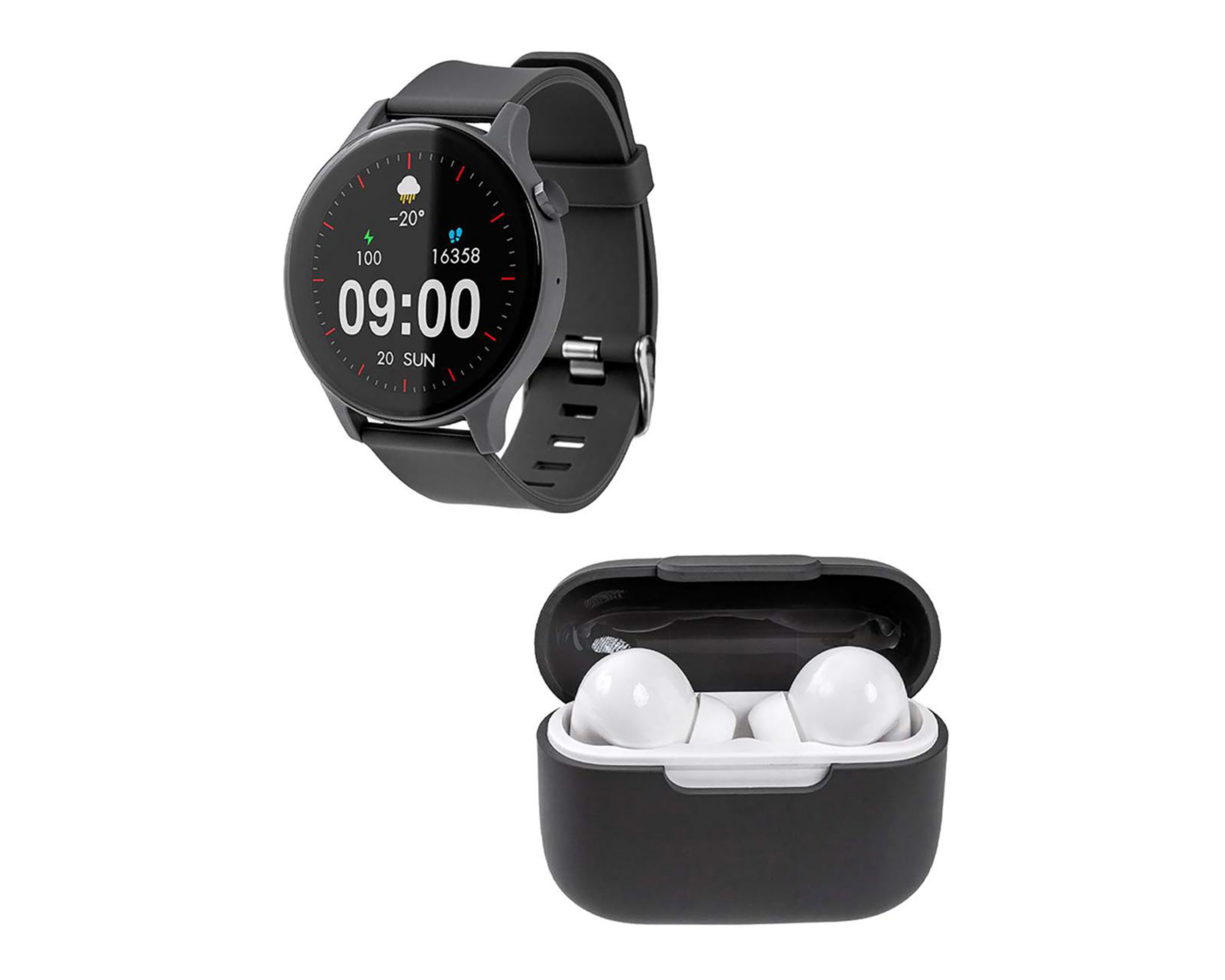 Foto 2 pulgar | Smartwatch STF Kronos Sound Resistente al Agua Negro con Audífonos True Wireless