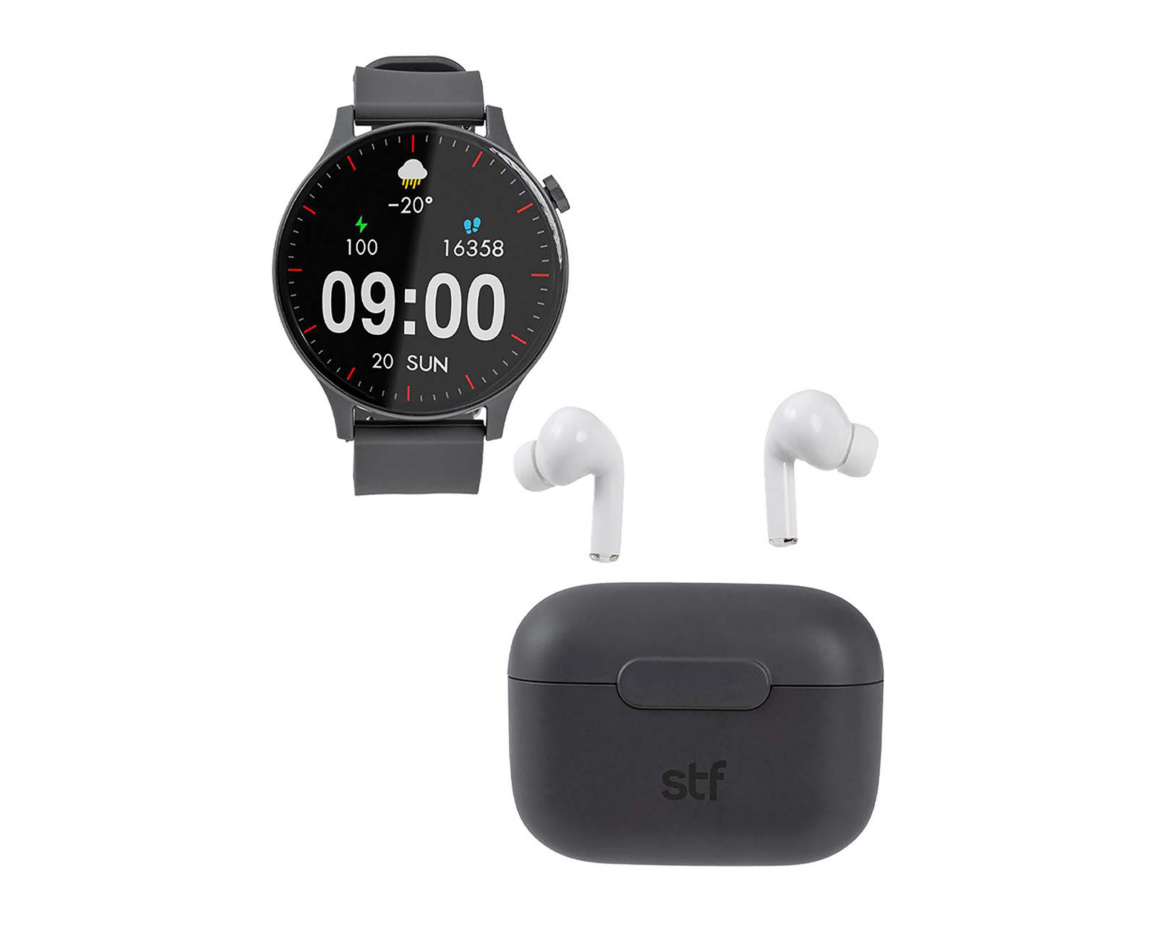 Foto 3 pulgar | Smartwatch STF Kronos Sound Resistente al Agua Negro con Audífonos True Wireless