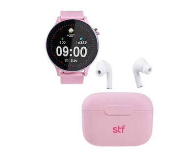 Foto 2 | Smartwatch STF Kronos Sound 35 mm Resistente al Agua Rosa con Audífonos True Wireless