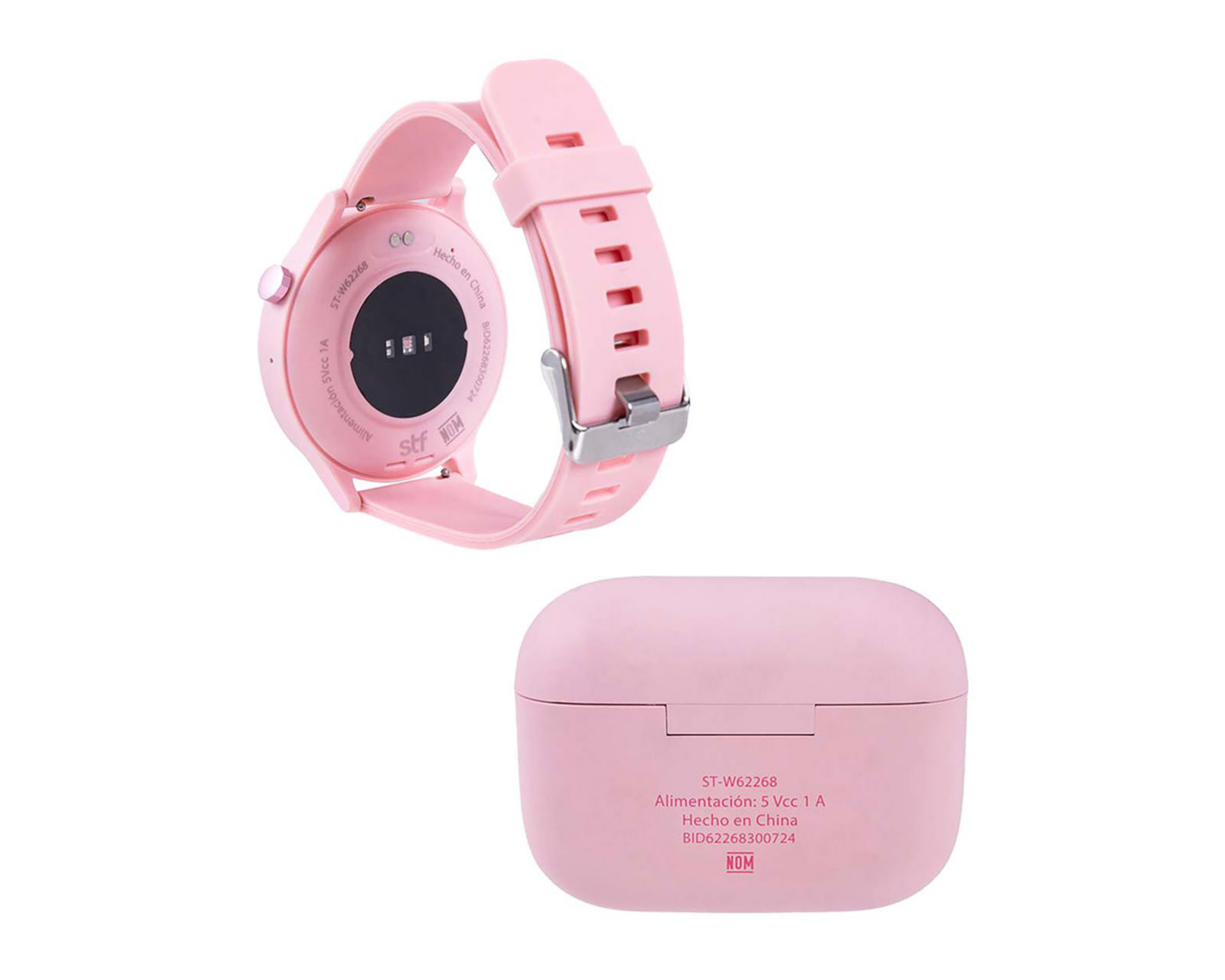 Foto 5 pulgar | Smartwatch STF Kronos Sound 35 mm Resistente al Agua Rosa con Audífonos True Wireless