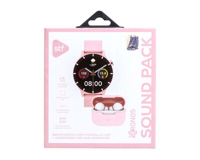 Foto 7 | Smartwatch STF Kronos Sound 35 mm Resistente al Agua Rosa con Audífonos True Wireless