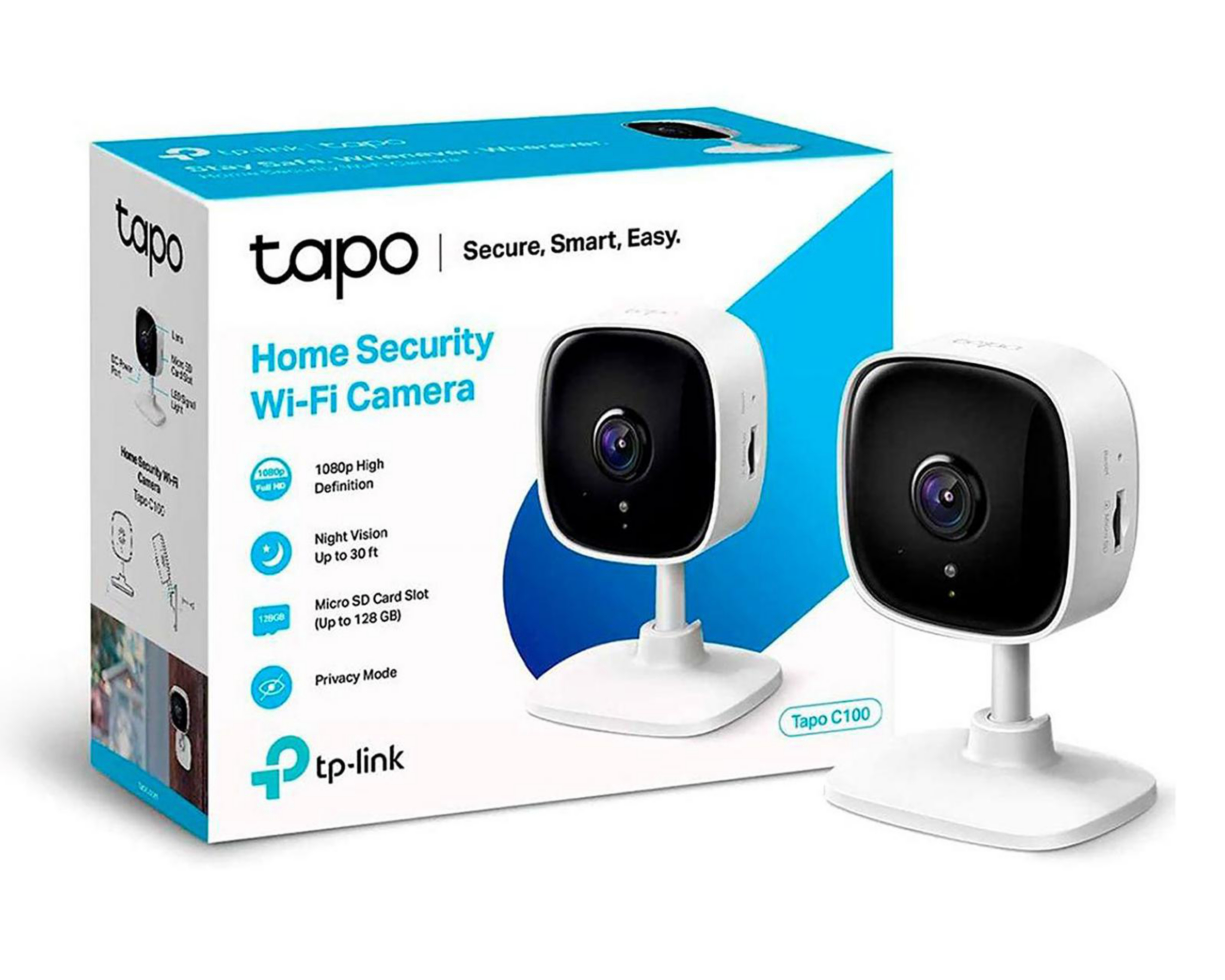 Foto 2 | Cámara de Seguridad Tapo C100 Blanca
