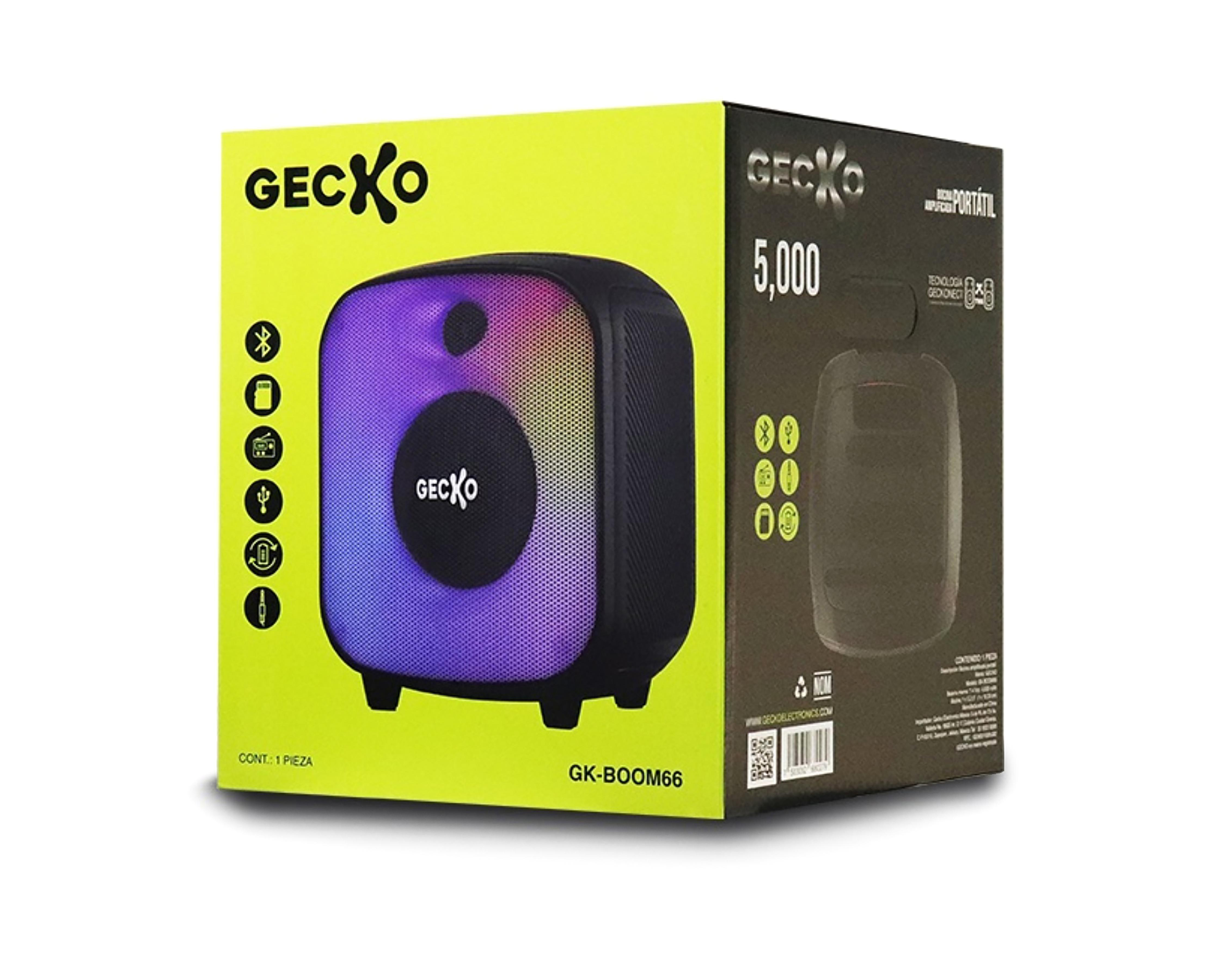 Foto 5 pulgar | Bocina Bluetooth Gecko Boom Party Kube 5,000 W con Luces