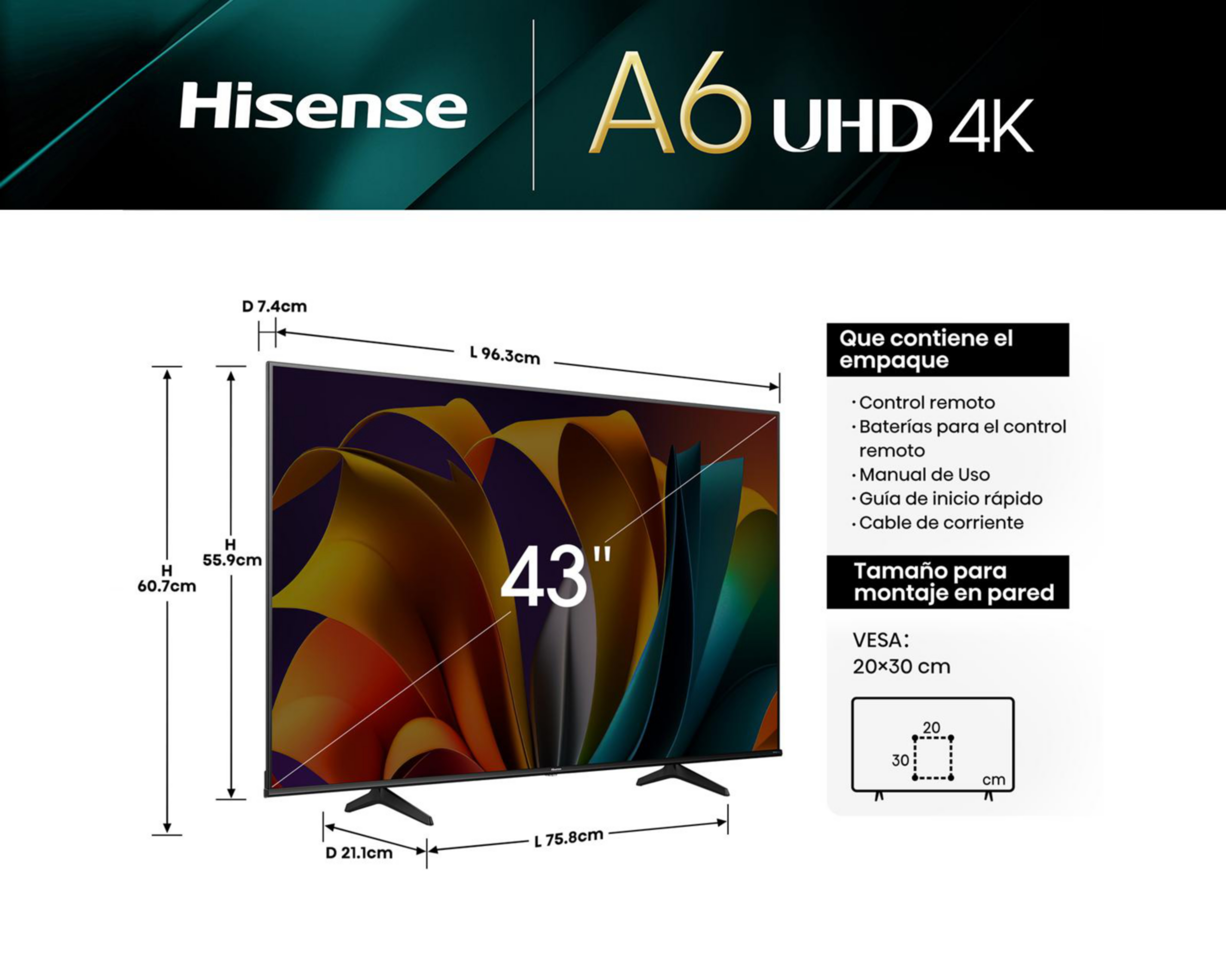 Foto 7 pulgar | Pantalla Smart TV Hisense LED 43 Pulgadas UHD 4K 43A6N