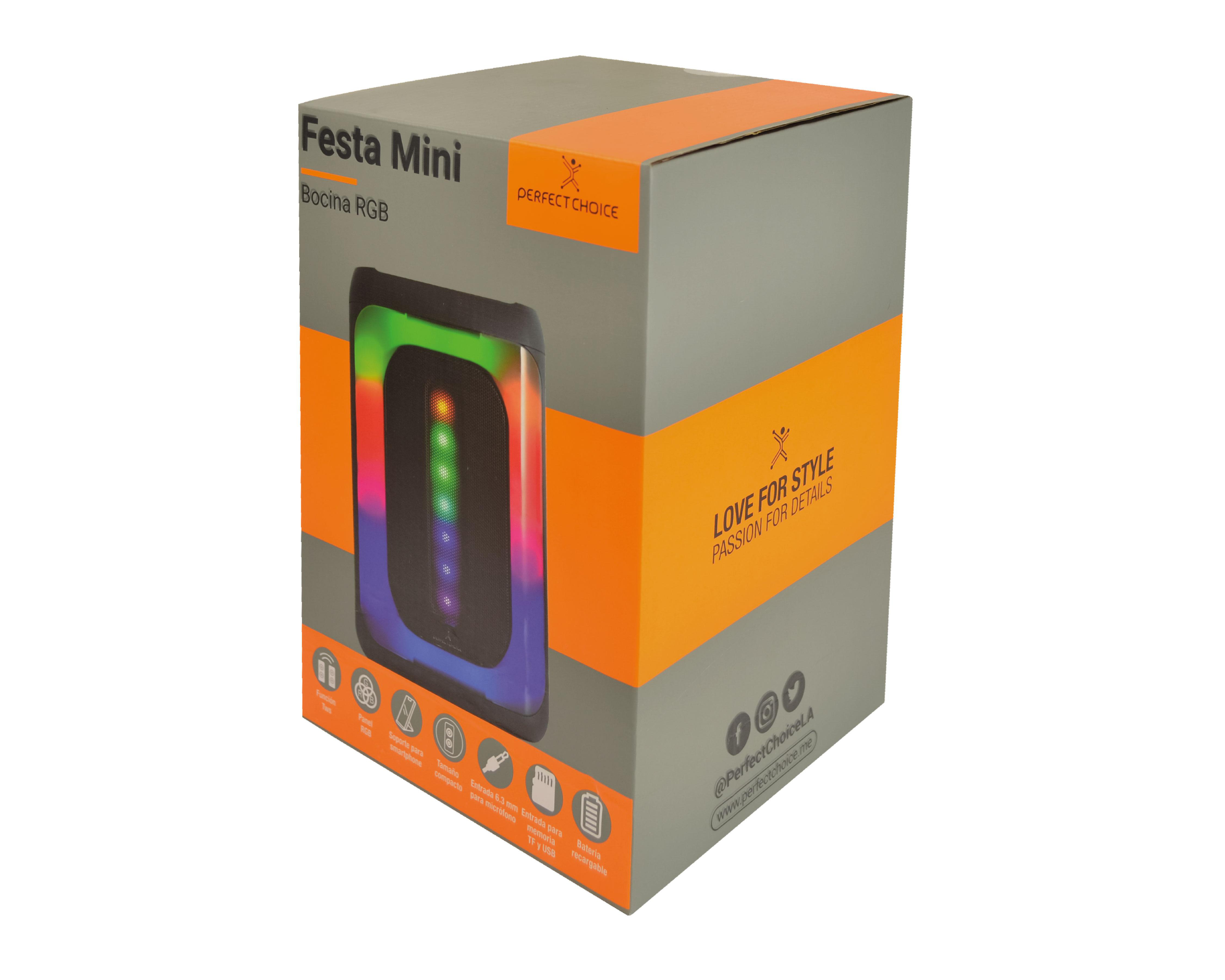 Foto 6 pulgar | Bocina Bluetooth Perfect Choice Festa Mini 1000 W PMPO con Luz RGB