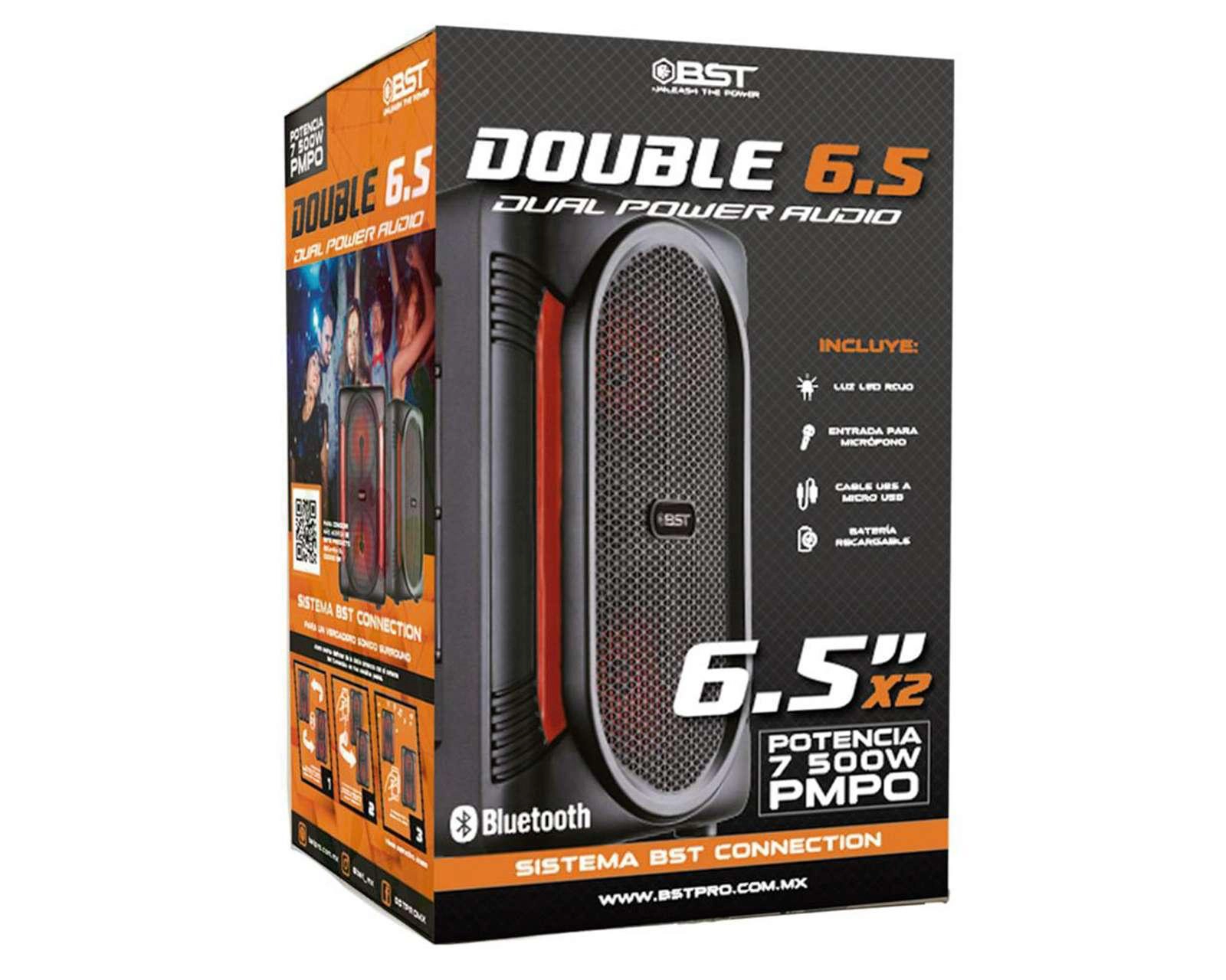 Foto 5 pulgar | Bocina Bluetooth Portátil BST Double 6.5 con Luz LED