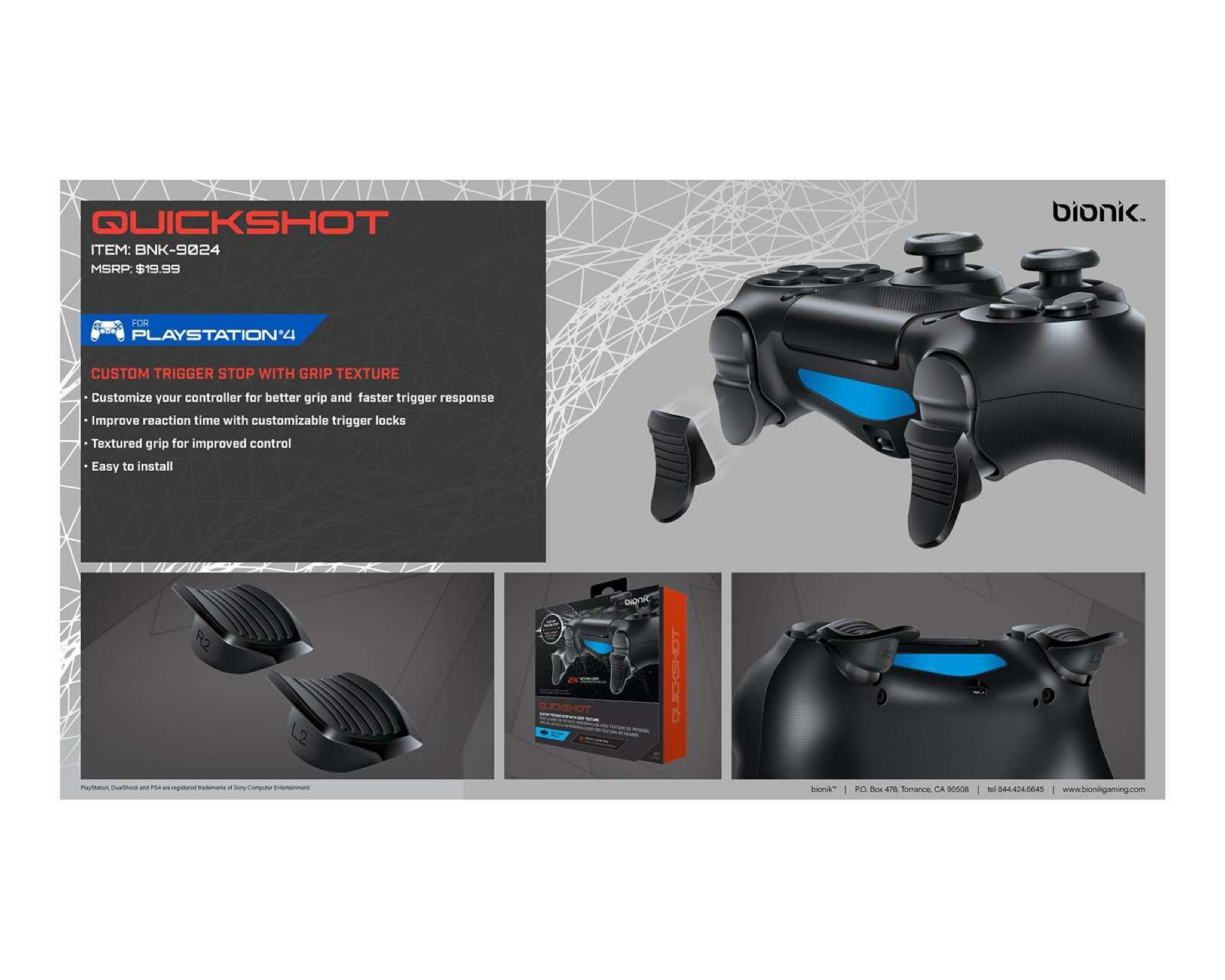 Foto 9 pulgar | Gatillos para Control PS4 Bionik BNK - 9024