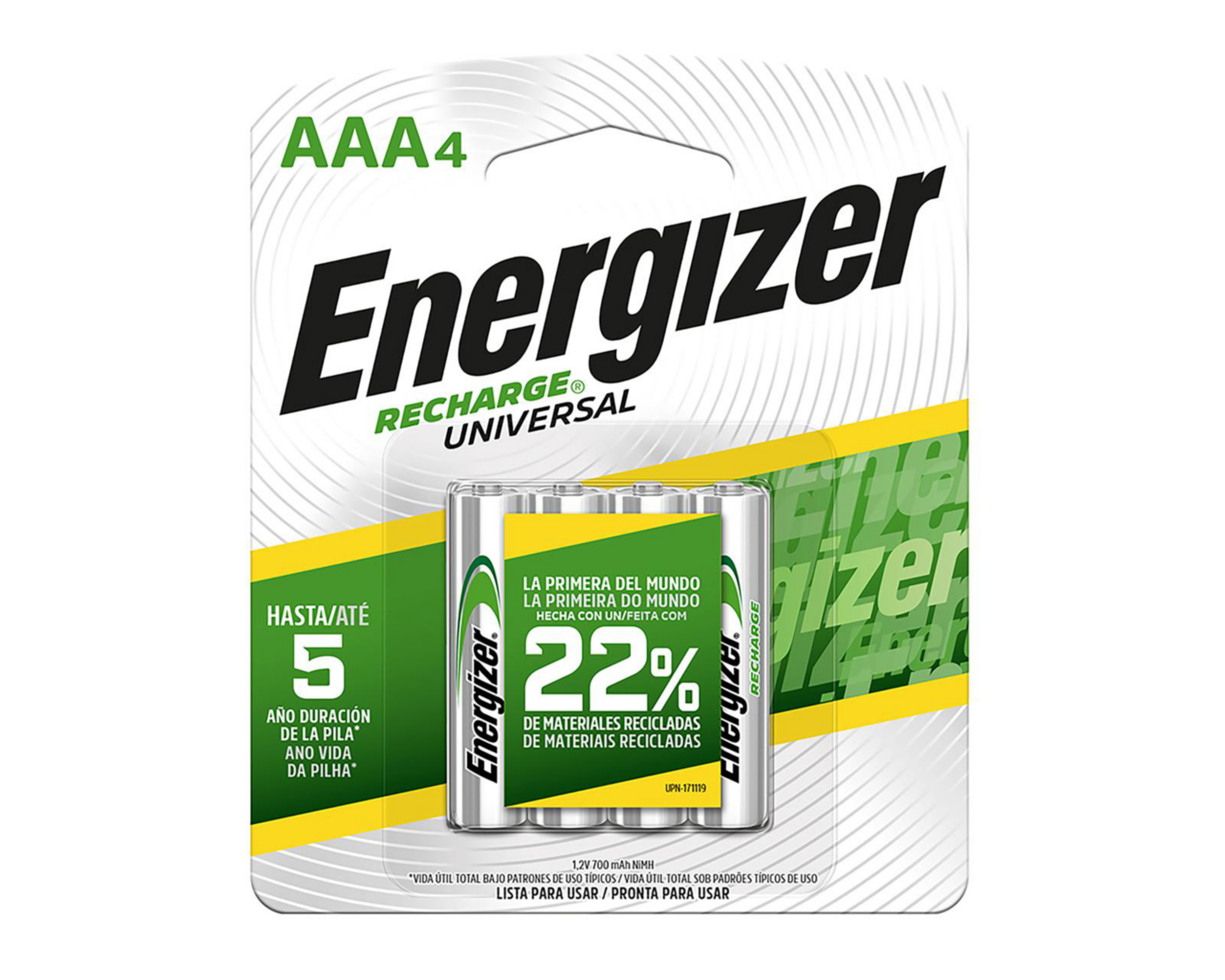Foto 1 | Baterías Recargables Energizer AAA 4 Piezas