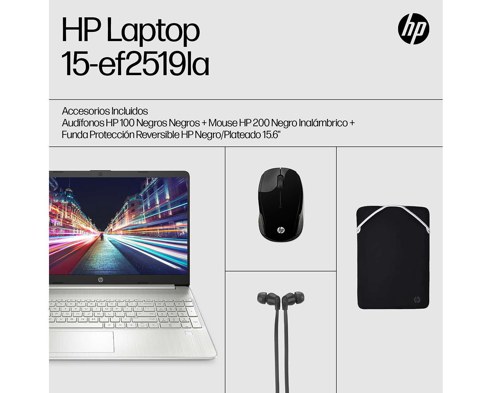 Foto 3 pulgar | Laptop HP 15-EF2519LA 15.6" Windows 11 Home AMD Ryzen 5 8GB RAM 512 GB SSD Plateada + Mouse y Funda Reversible