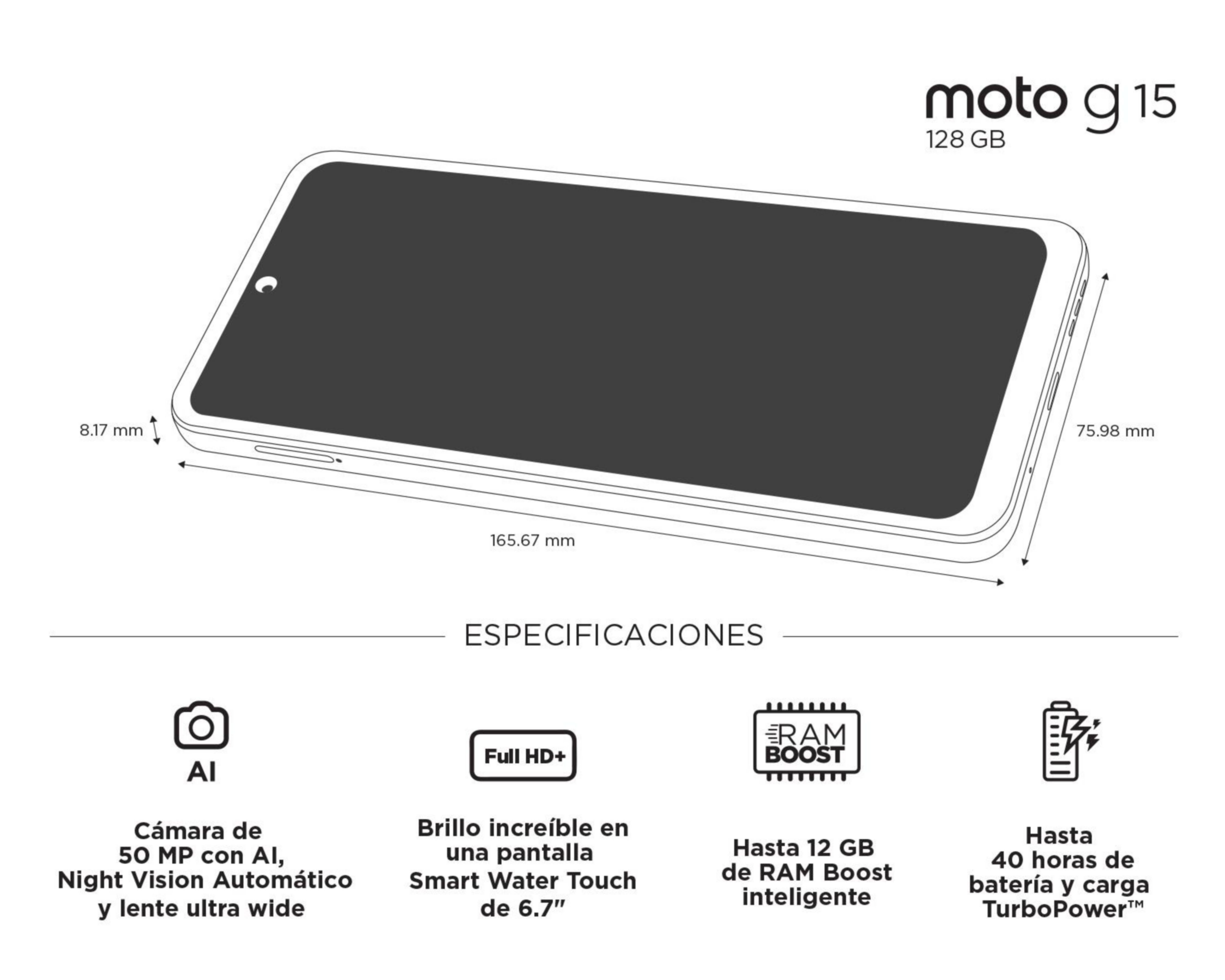 Foto 11 pulgar | Celular Motorola Moto G15 Liberado 128 GB Negro