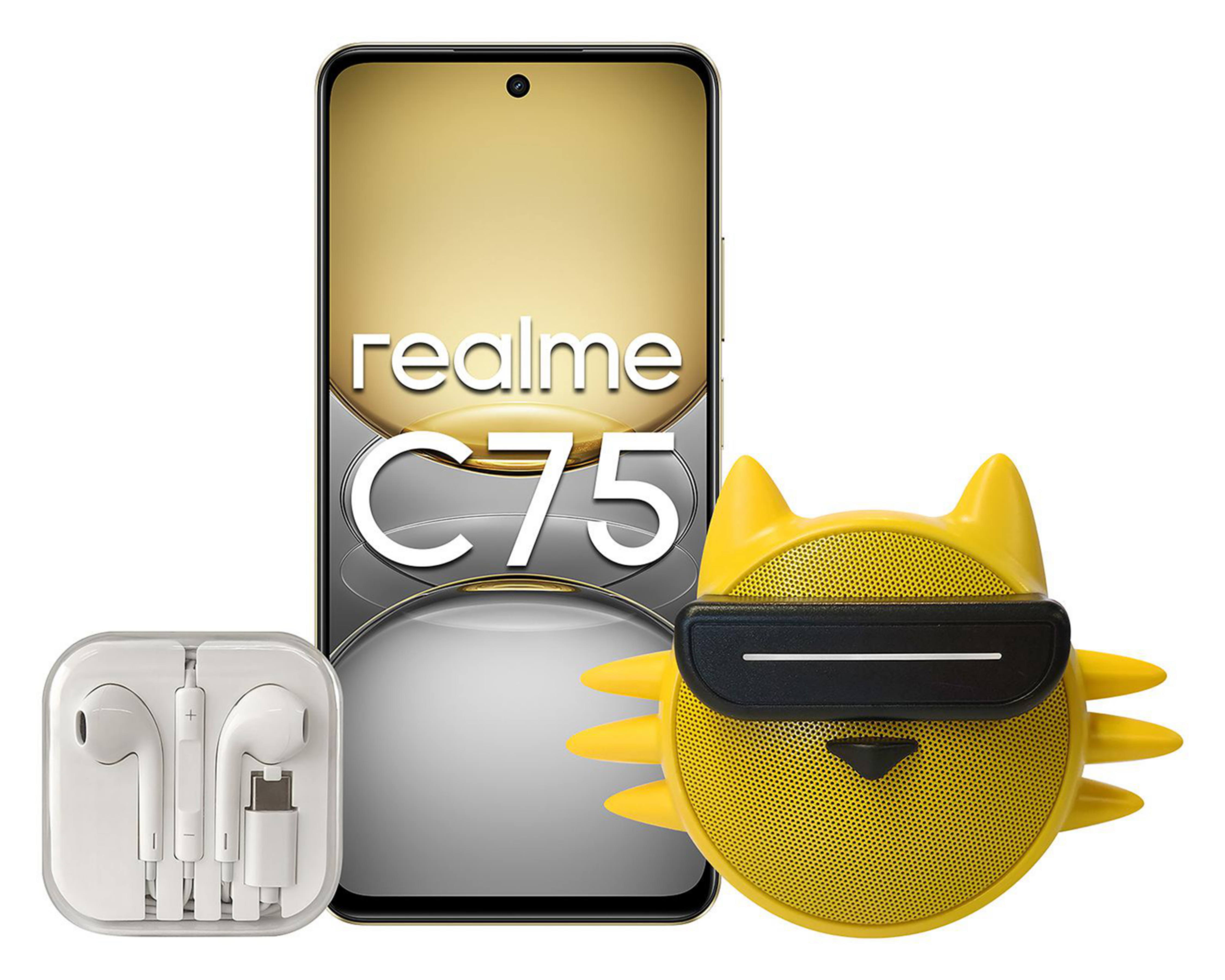 Foto 2 pulgar | Celular Realme C75 256 GB Dorado + Audífonos y Bocina