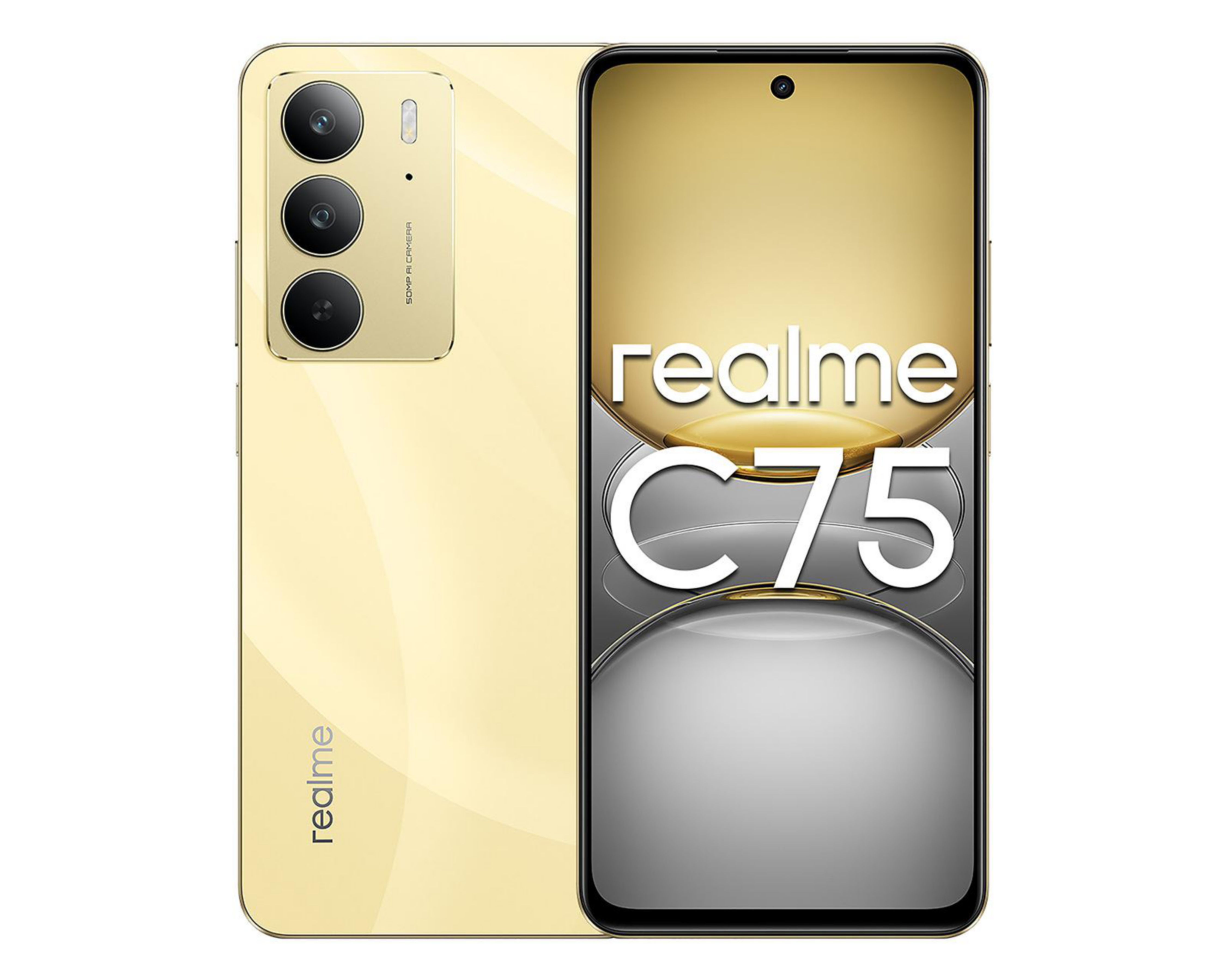 Foto 2 | Celular Realme C75 256 GB Dorado + Audífonos y Bocina