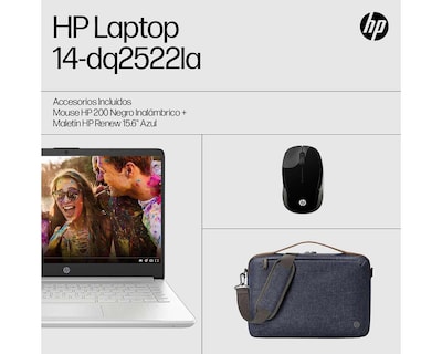 Foto 2 | Laptop HP 14-DQ252LA 14" Windows 11 Home Intel Core i5 8 GB RAM 256 GB SSD Plateada + Mouse y Maletín