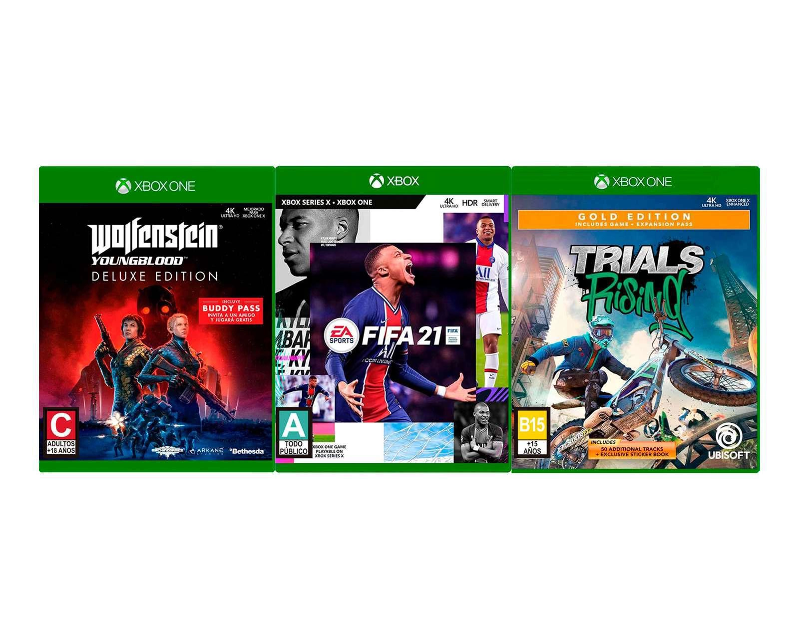 Wolfenstein Youngblood Fifa 21 y Trials Rising Gold Edition para Xbox One $599