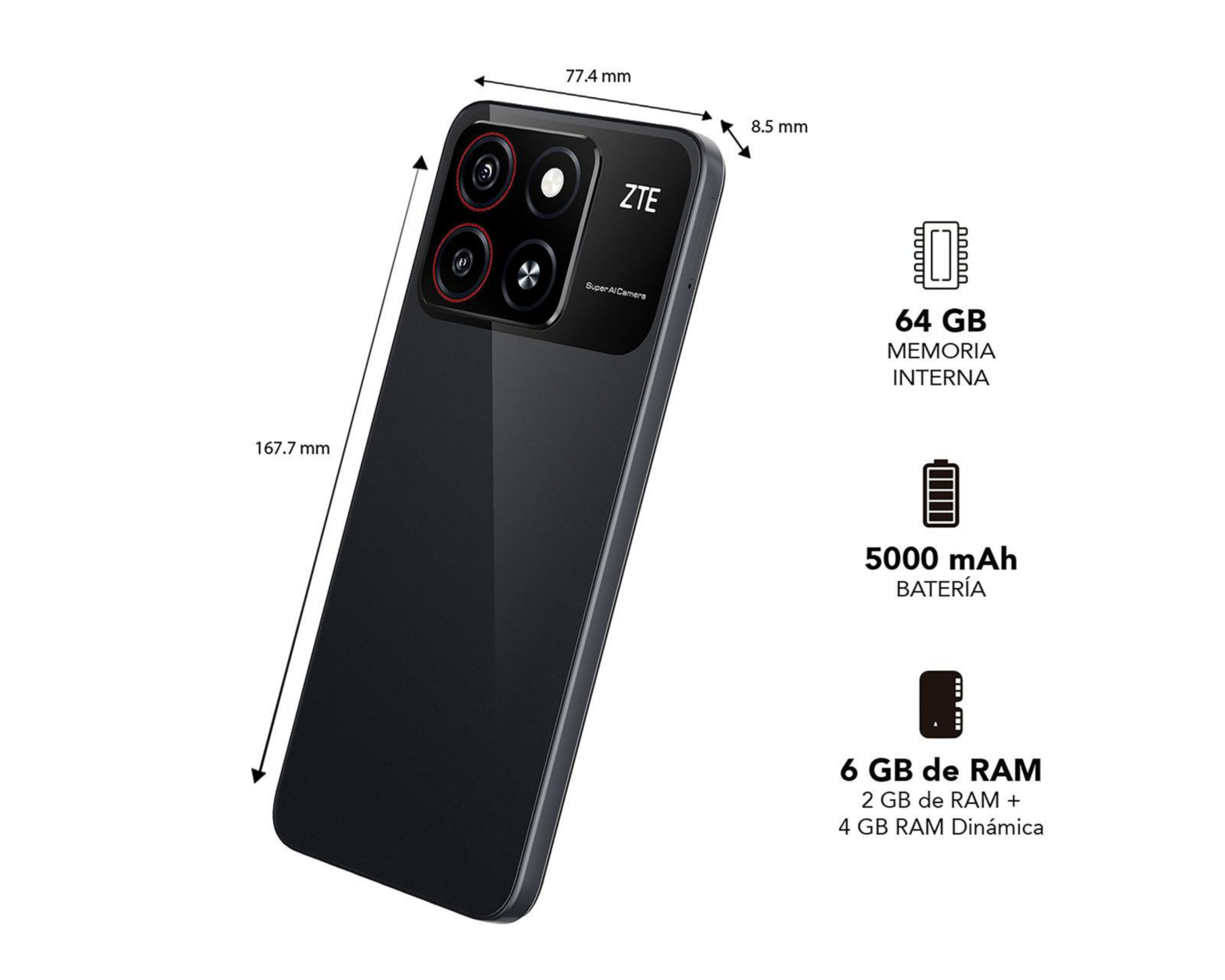 Foto 7 pulgar | Telcel ZTE Blade A35 64 GB Negro