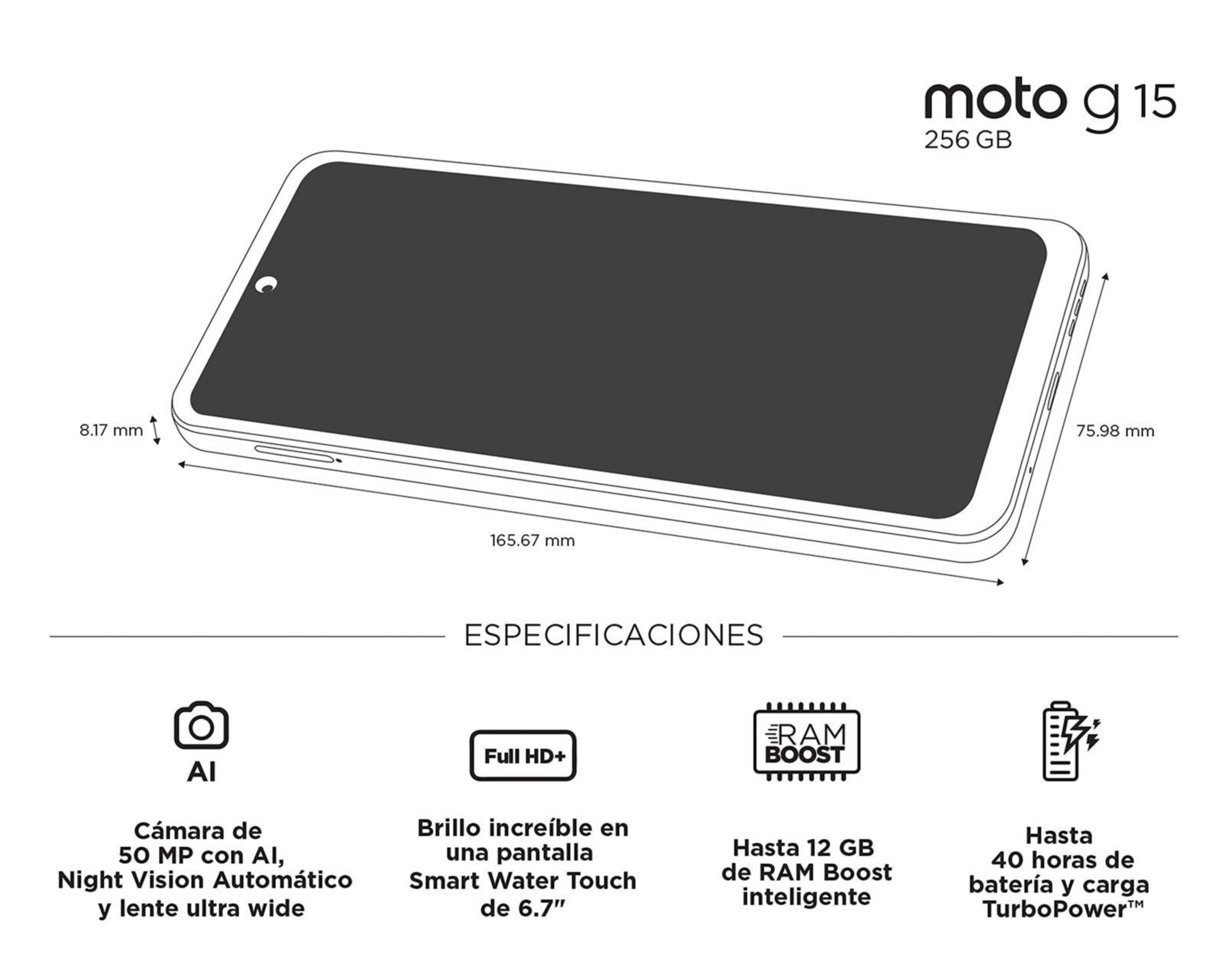 Foto 11 pulgar | AT&T Motorola Moto G15 256 GB Verde