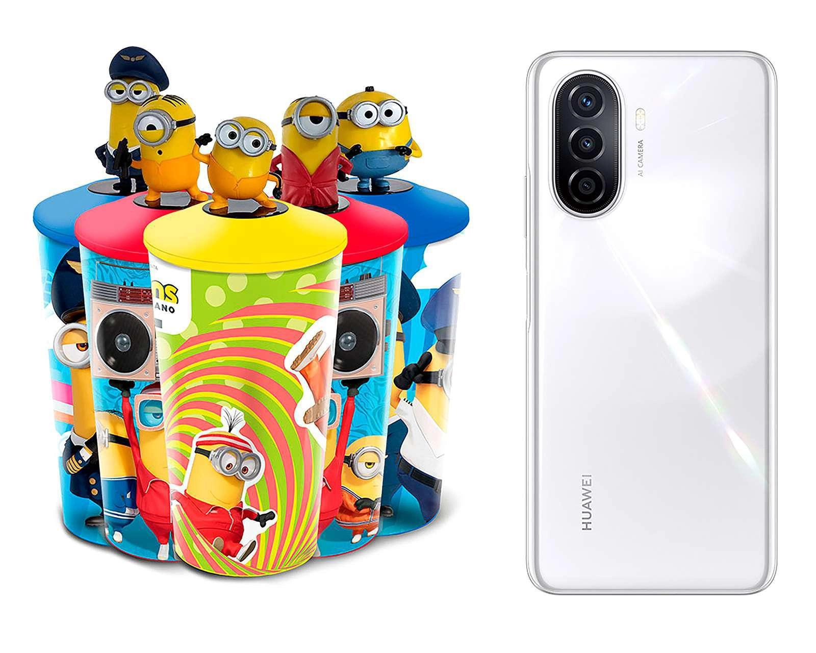 Foto 2 pulgar | Telcel Huawei Nova Y70 128 GB Blanco + Vaso Minions