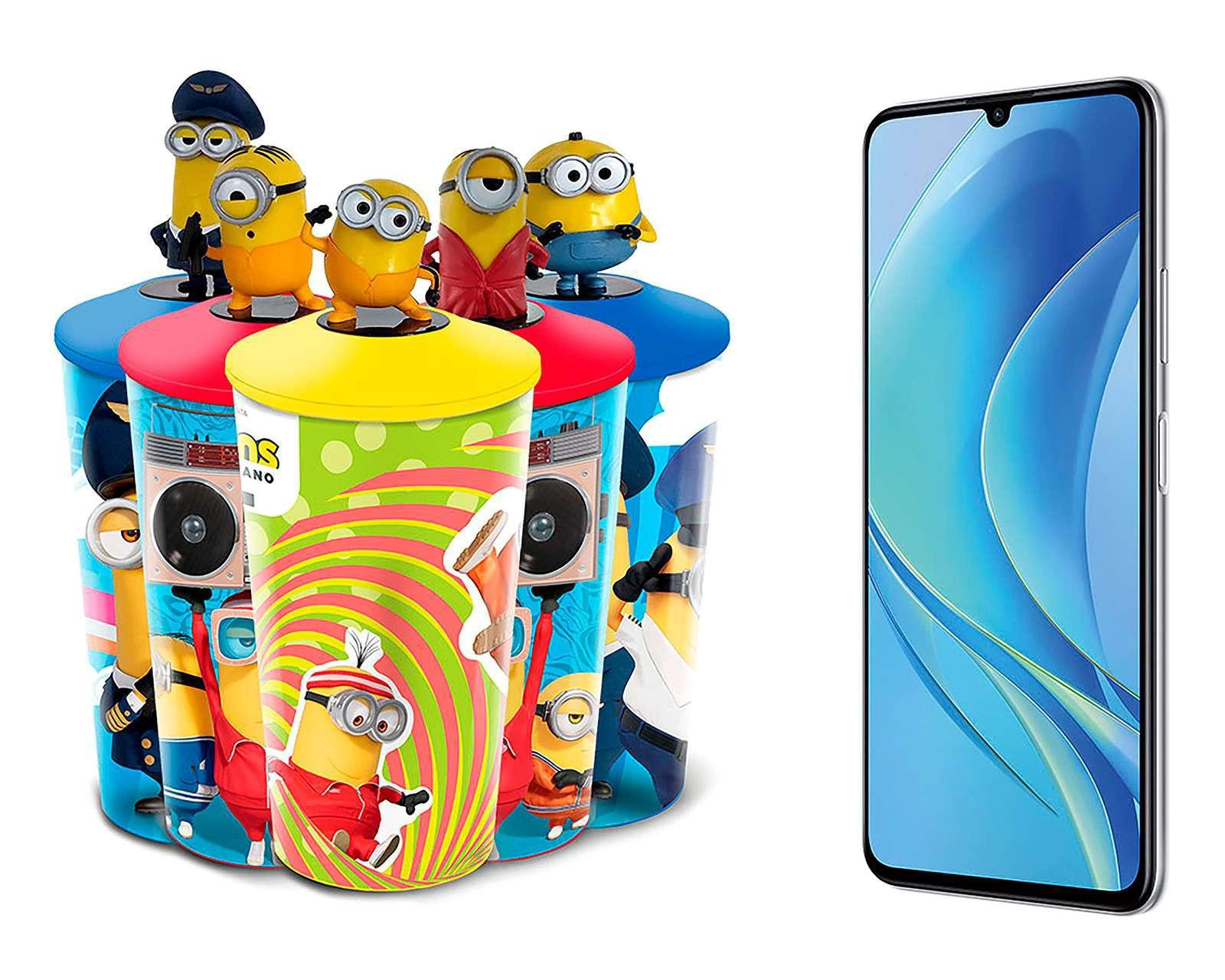 Foto 4 pulgar | Telcel Huawei Nova Y70 128 GB Blanco + Vaso Minions