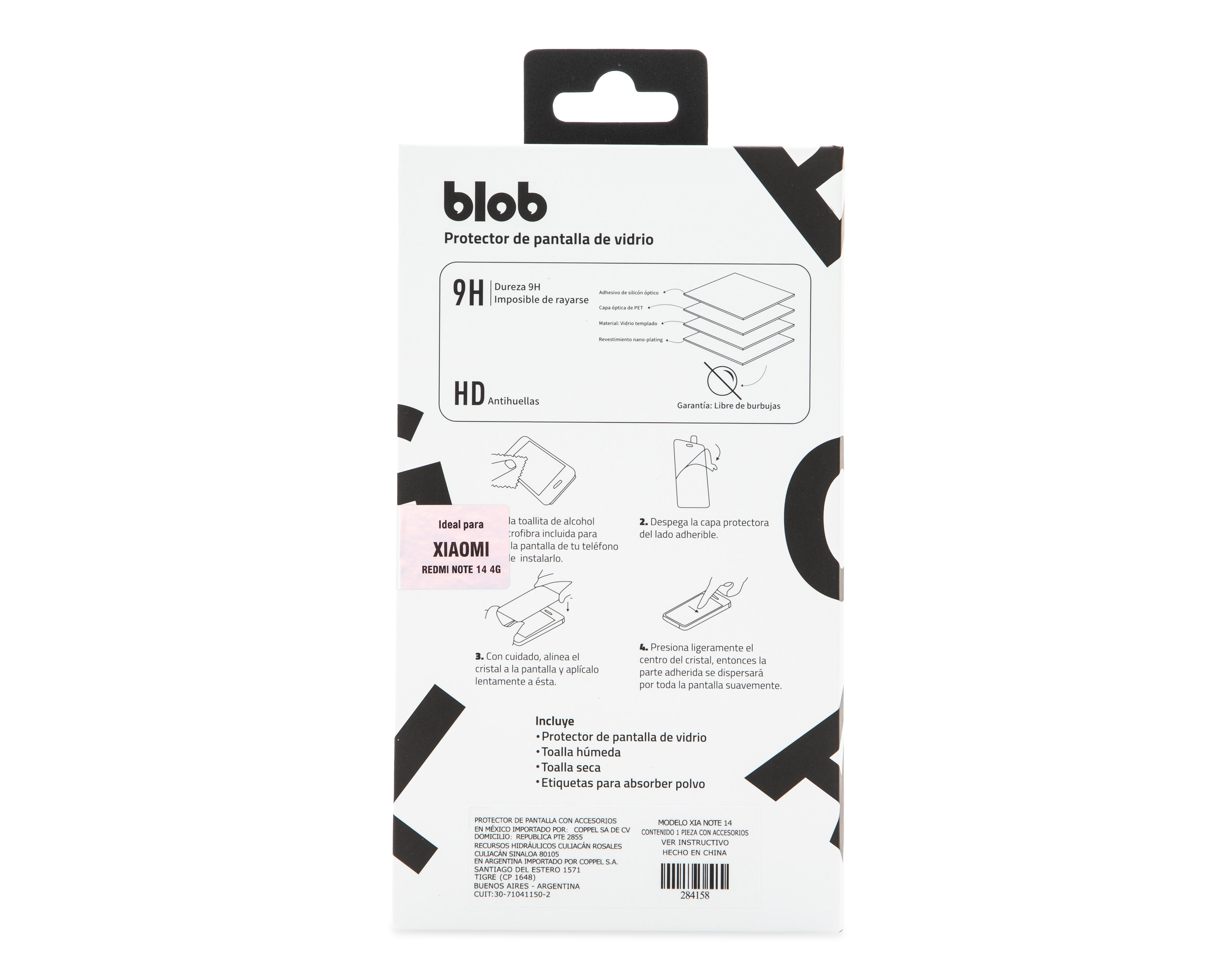 Foto 3 pulgar | Protector de Vidrio Templado Blob para Xiaomi Note 14