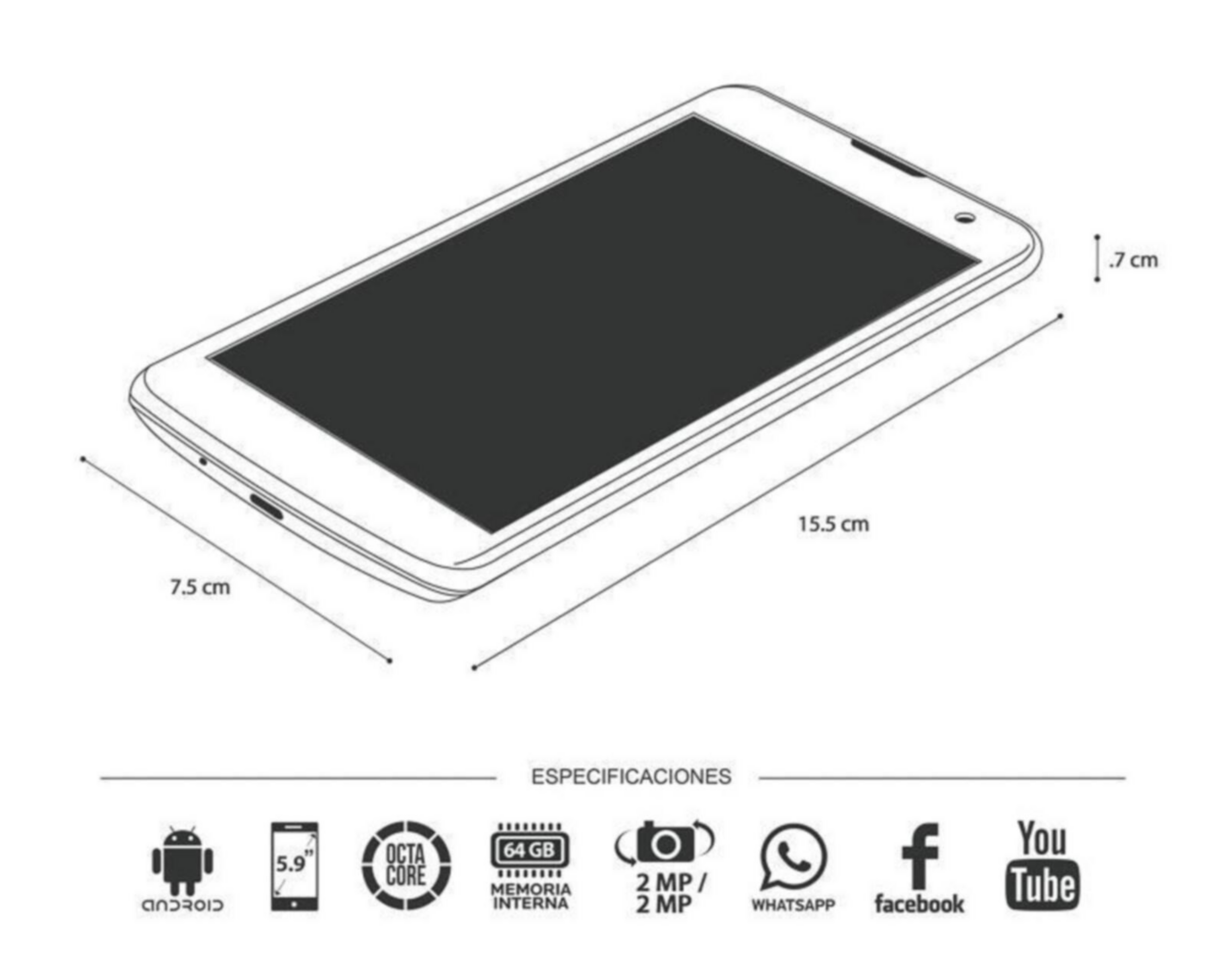 Foto 7 pulgar | AT&T/Unefon Huawei Mate 10 Lite 64 GB Negro
