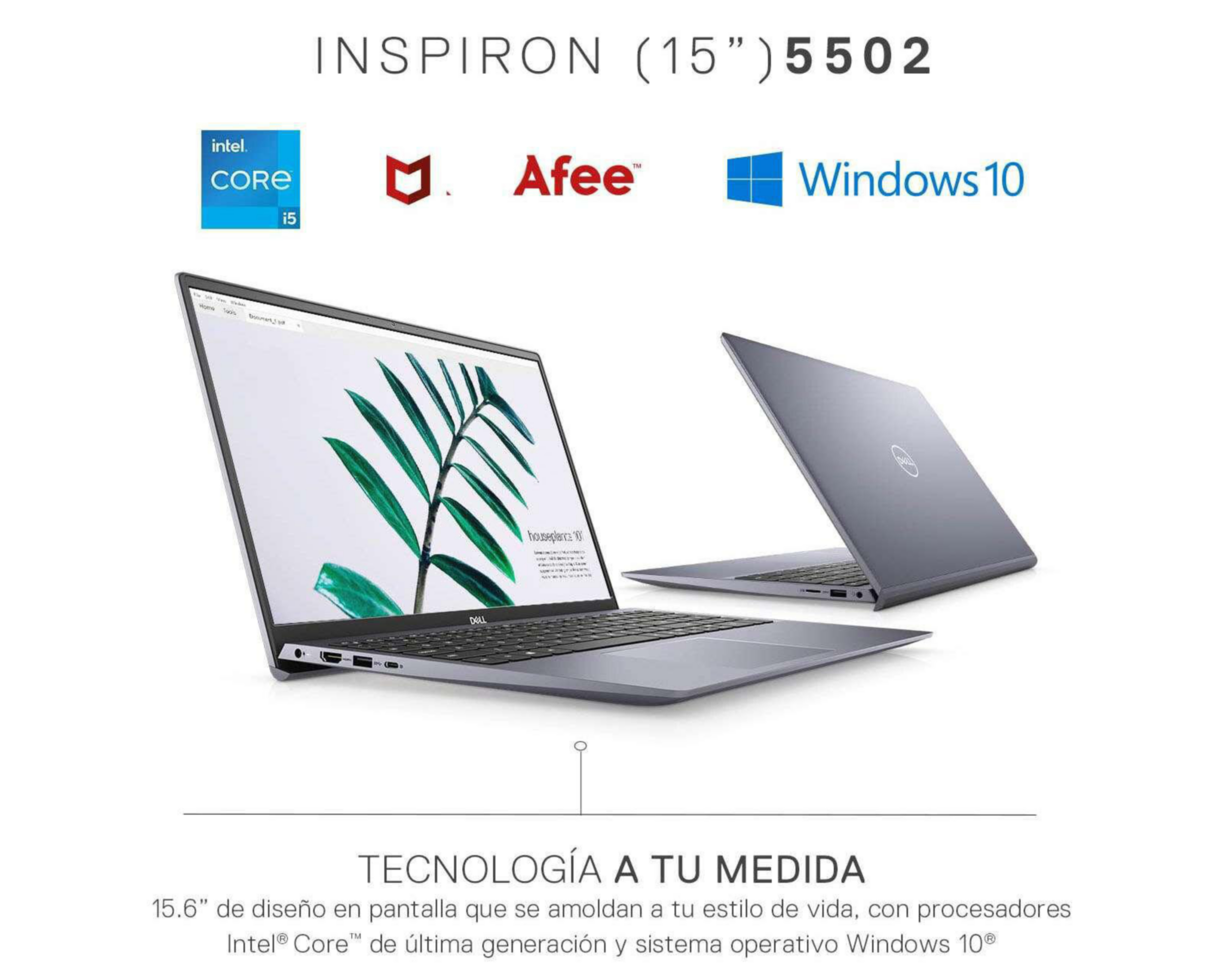 Foto 3 pulgar | Laptop Dell I5502 I58256RRW10S 5 15.6" Windows 10 Intel Core i5 8 GB RAM 256 GB SSD Gris